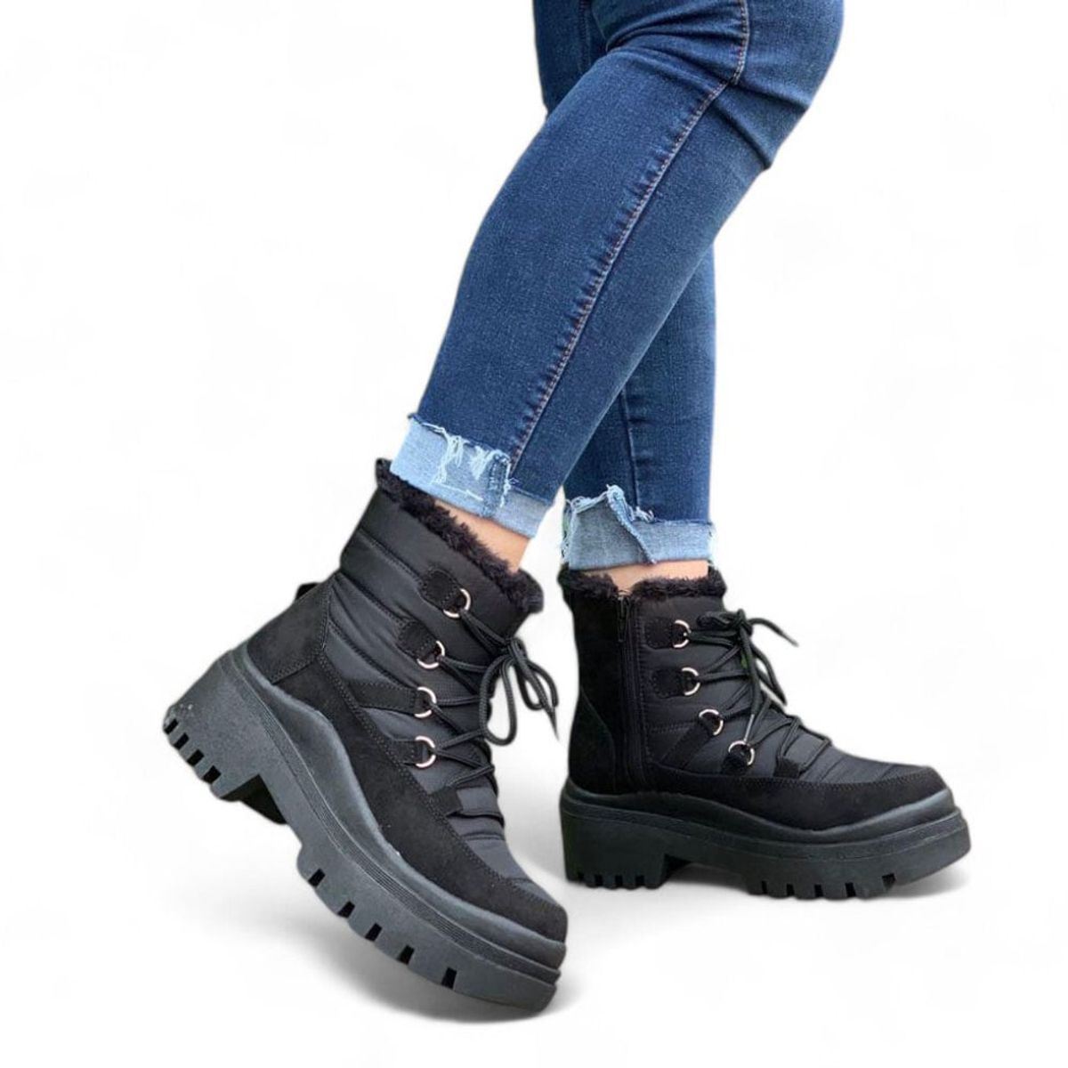 GENERICO - Bota Mujer Yomar Err. Precio Pazador Peluche Suela De Goma 1022L-58 Negro