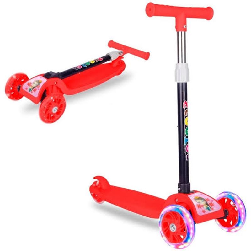 GENERICO - Scooter plegable para niños ajustable con luces - Rojo