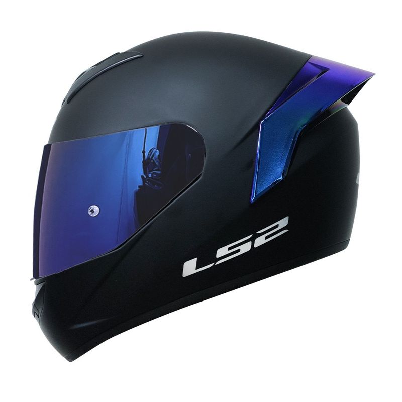 LS2 - CASCO MOTO LS2 NS352 NEGRO MAT- ELECTRIC BLUE  TALLA ¨XL¨