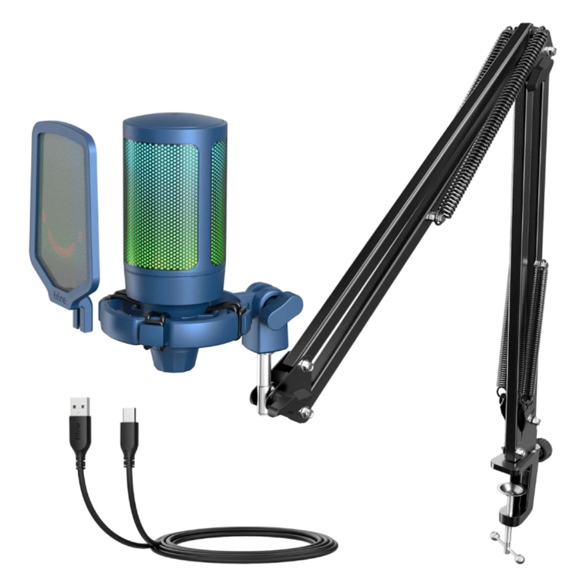 FIFINE - Micrófono Fifine A6T BLUE Soporte de brazo