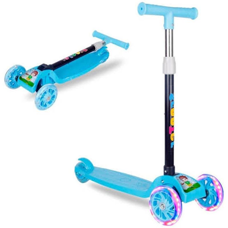 GENERICO - Scooter plegable para niños ajustable con luces - Azul
