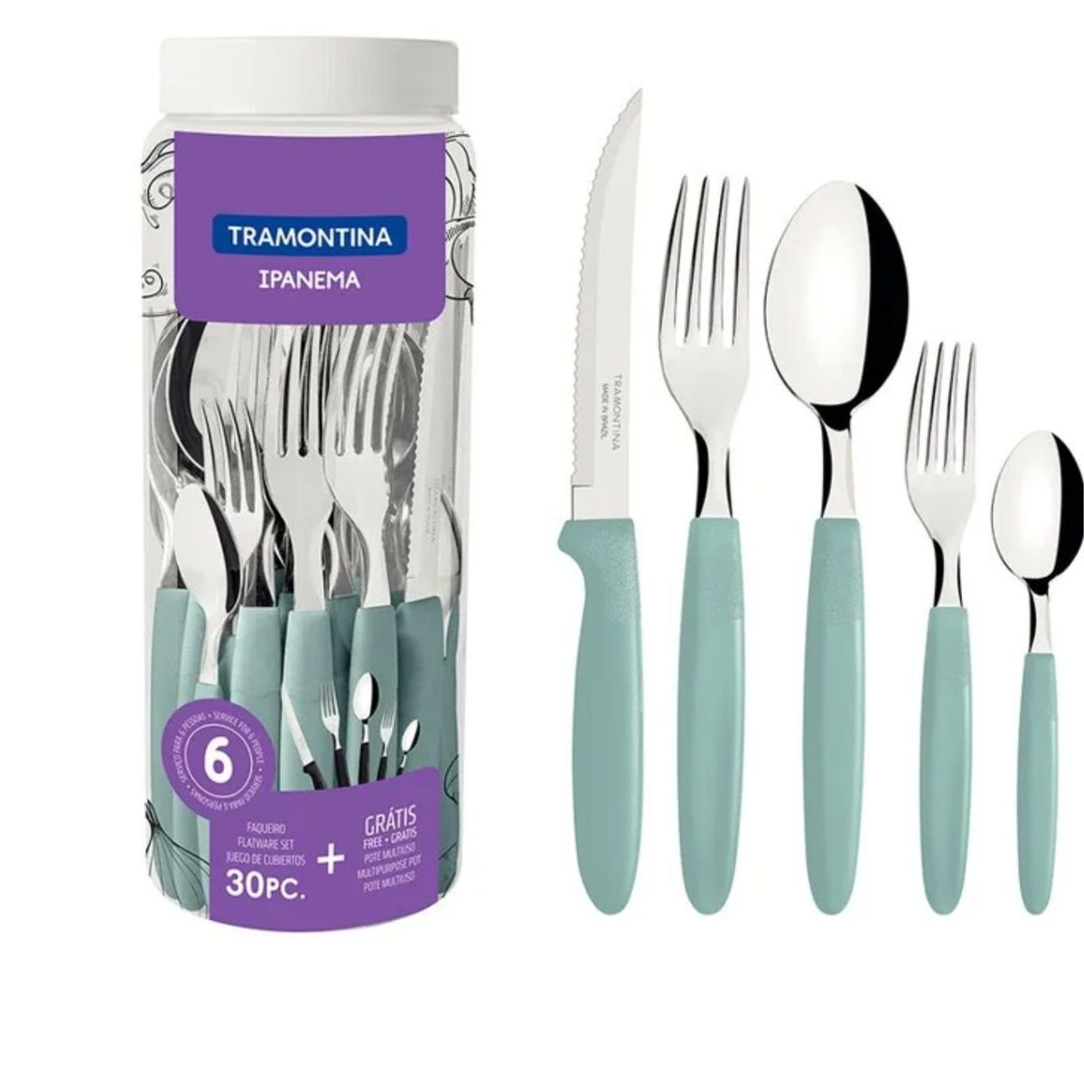 TRAMONTINA - Jgo De Cubiertos X30 Pzas Ipanema Menta