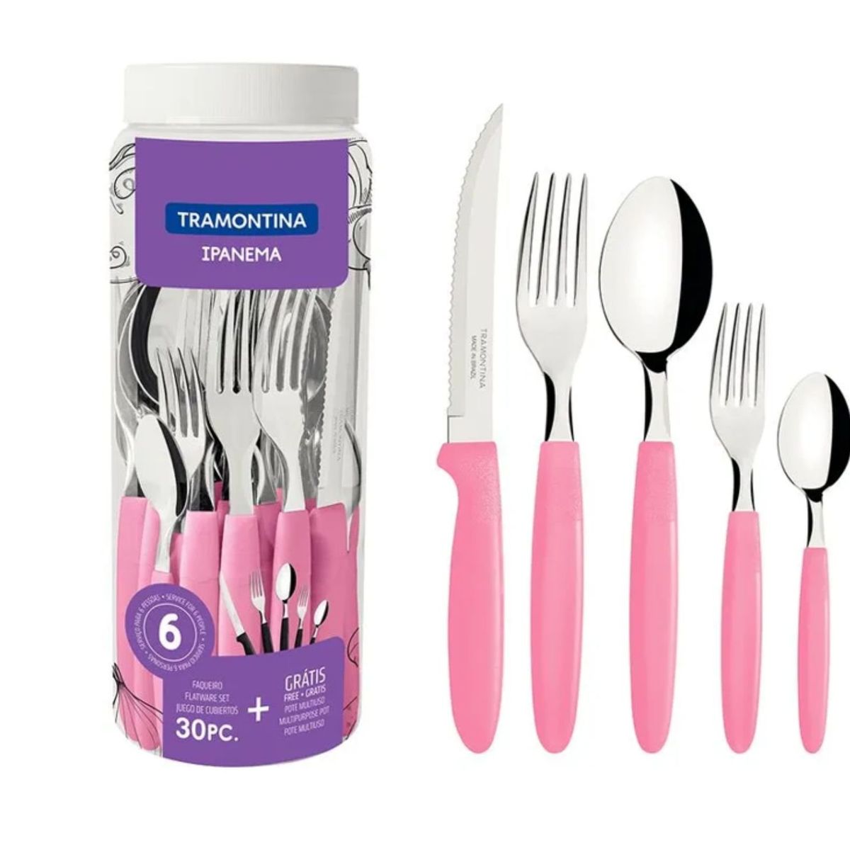 TRAMONTINA - Jgo De Cubiertos X30 Pzas Ipanema Rosado