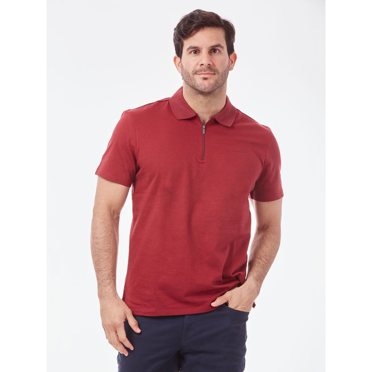 CALVIN KLEIN - POLO SS ICONIC ZIP NECK HERRINGBONE CK