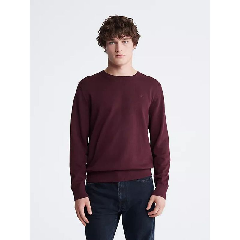 CALVIN KLEIN - SWEATER LS SLD SMOOTH COTTON CREW 12GG CK