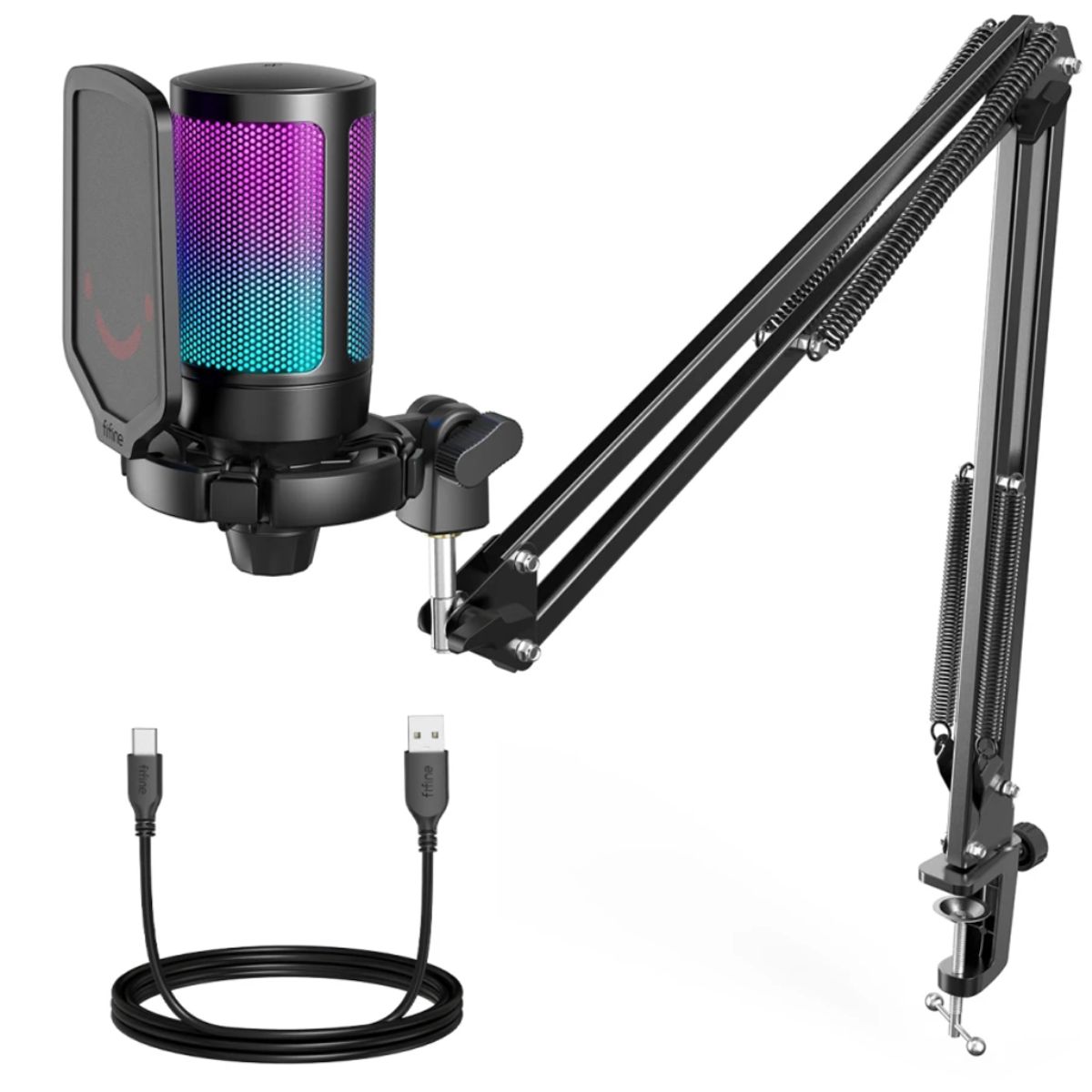 FIFINE - Micrófono Gamer Fifine A6T BLACK Soporte de brazo