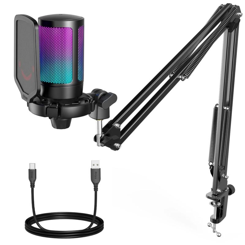 FIFINE - Micrófono Gamer Fifine A6T BLACK Soporte de brazo