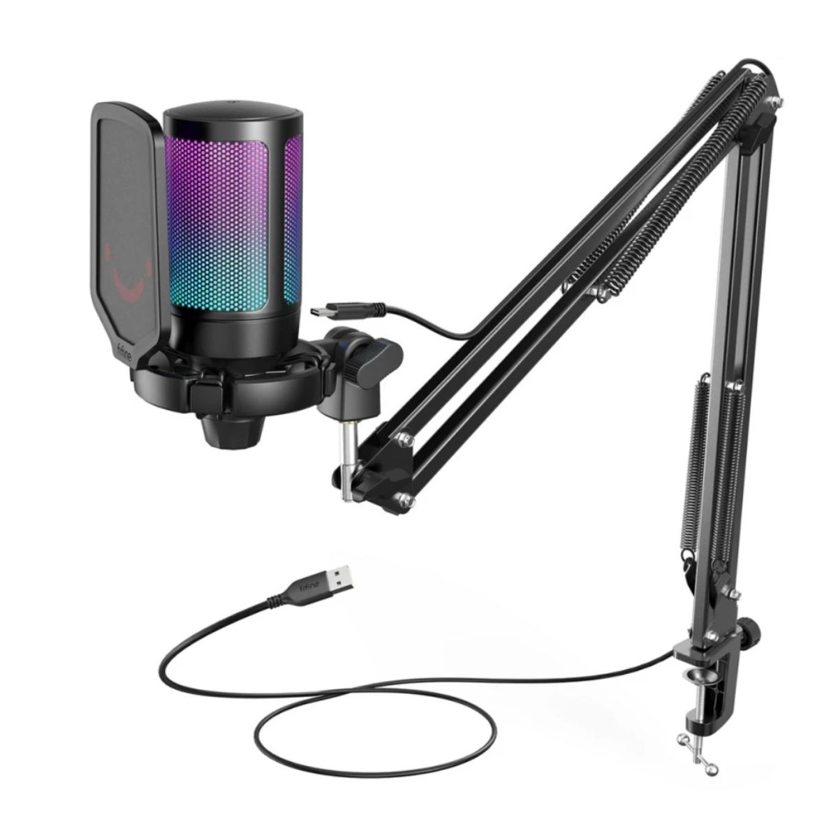 FIFINE - Micrófono Gamer Fifine A6T BLACK Soporte de brazo