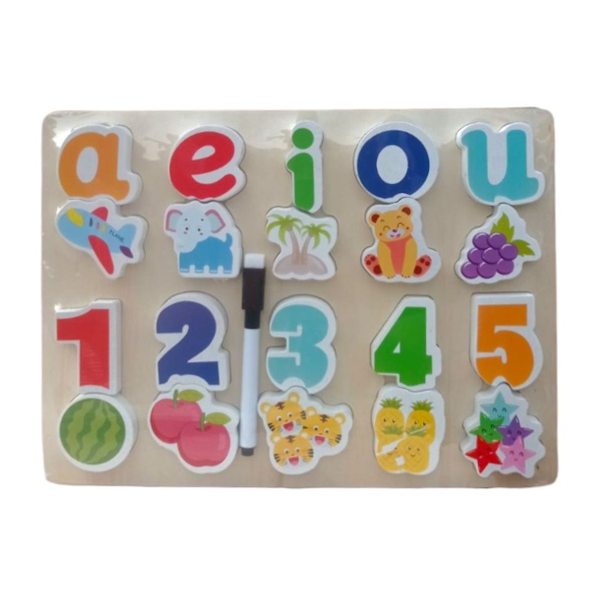 GENERICO - Vocales y Números en Alto Relieve con pizarra  Acrílica