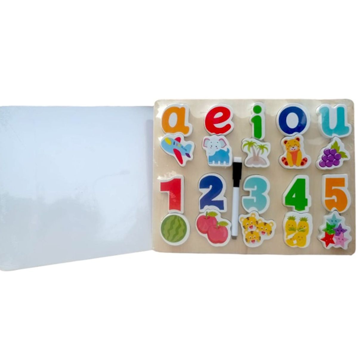 GENERICO - Vocales y Números en Alto Relieve con pizarra  Acrílica