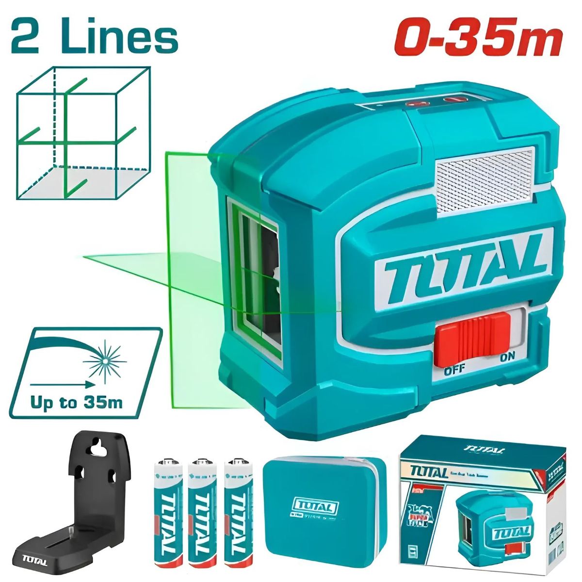 TOTAL TOOLS - NIVEL LASER DE 2 LÍNEAS VERDE 35M-TLL156601