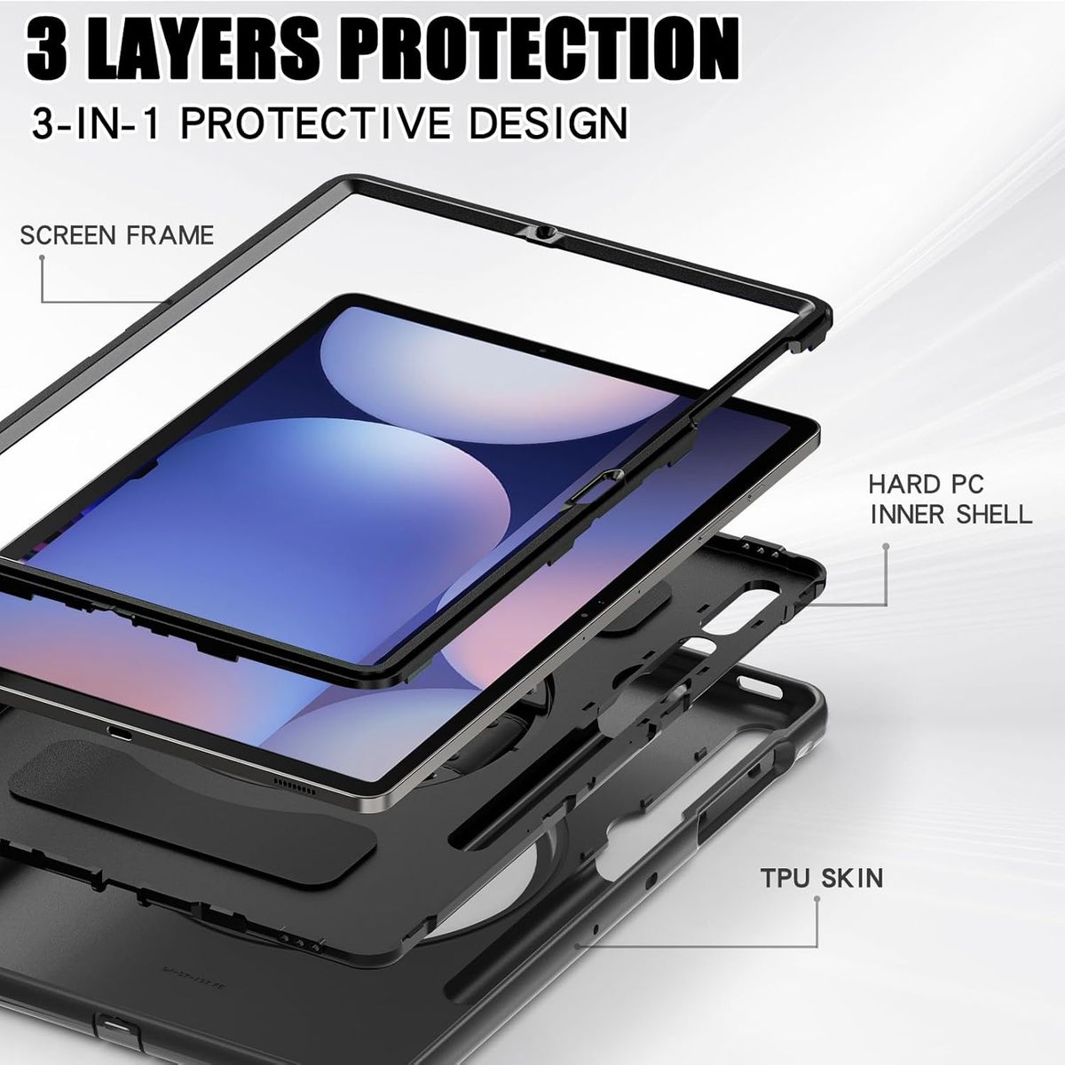 FUNDAANTIGOLPES - Funda Armor 360° para Tablet Samsung S9 Plus  S9 FE Plus Negro