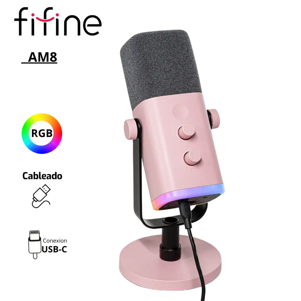 FIFINE - Micrófono Fifine AM8 PINK Dinámico - ROSA