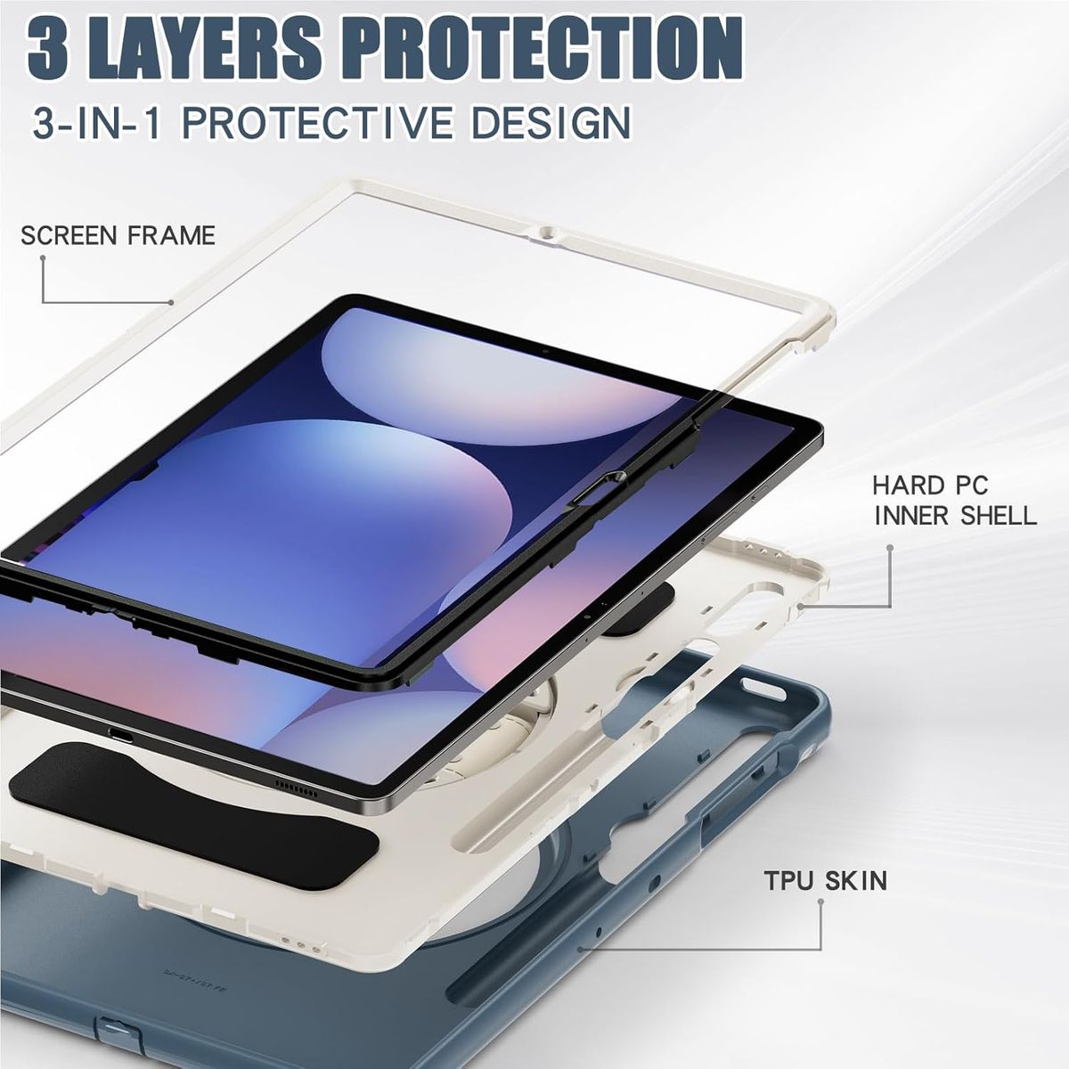 FUNDAANTIGOLPES - Funda Armor 360° para Tablet Samsung S9 Plus  S9 FE Plus Acero