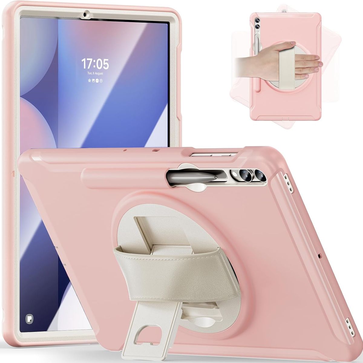 FUNDAANTIGOLPES - Funda Armor 360° para Tablet Samsung S9 Plus  S9 FE Plus Rosado