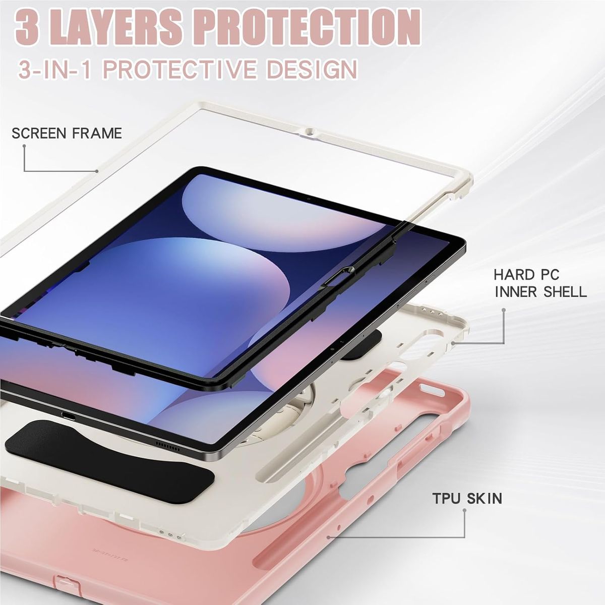 FUNDAANTIGOLPES - Funda Armor 360° para Tablet Samsung S9 Plus  S9 FE Plus Rosado