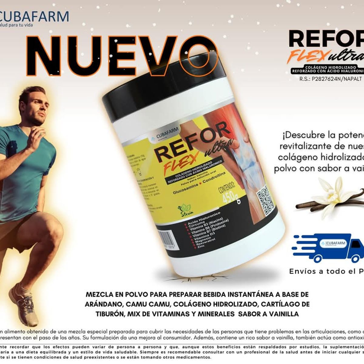 GENERICO - COLAGENO HIDROLIZADO + ACIDO HIALURONICO- REFORFLEXULTRA - 450GR