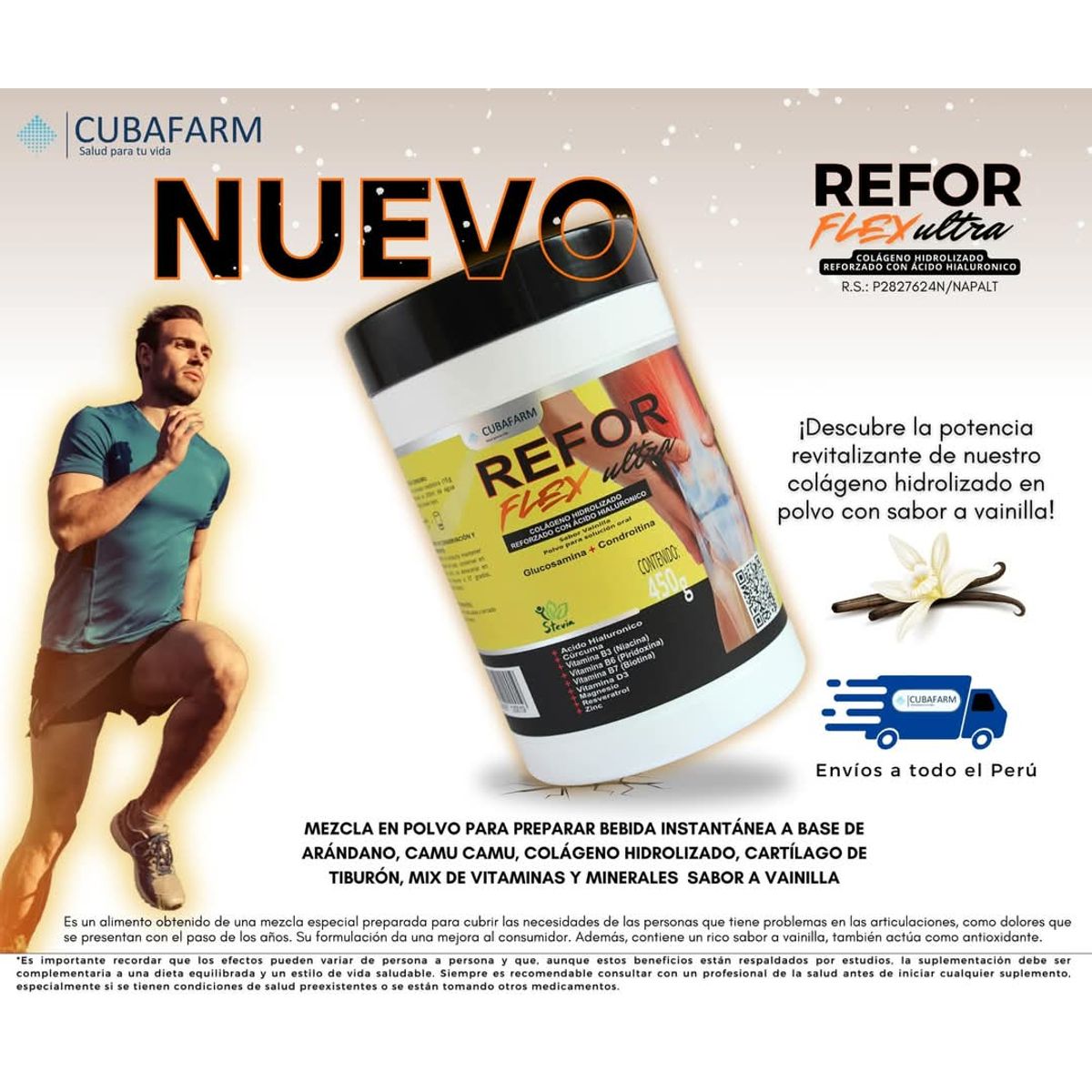 GENERICO - COLAGENO HIDROLIZADO + ACIDO HIALURONICO- REFORFLEXULTRA - 450GR