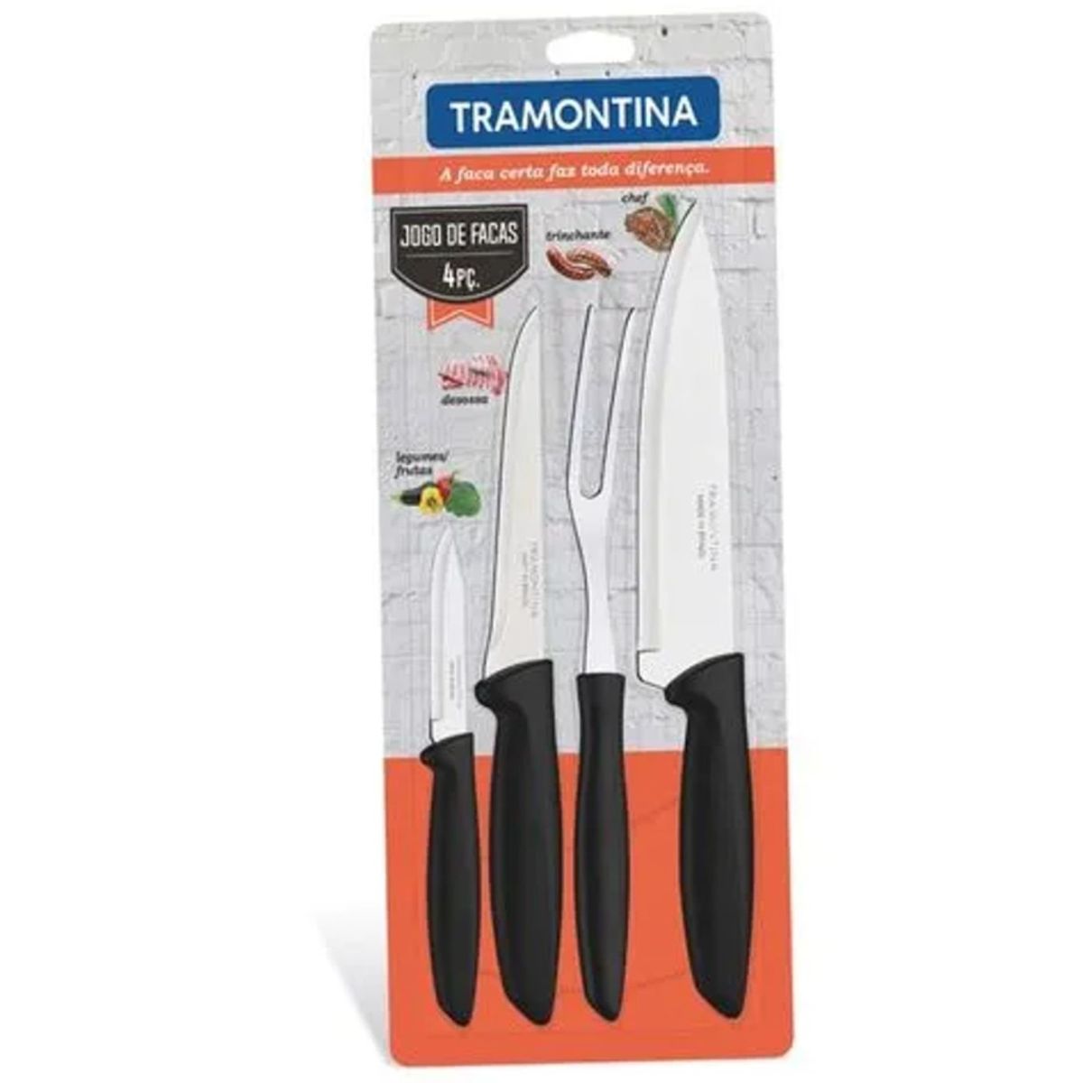 TRAMONTINA - Jgo Cuchillos X 4 Pz Plenus Color Negro - Tramontina