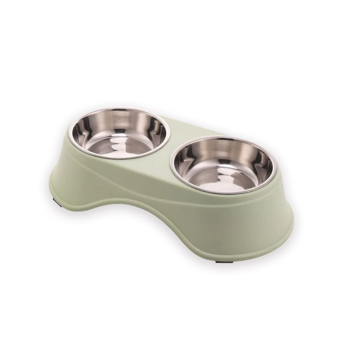 S&T - Comedero Elevado Doble Para Mascotas Acero Inoxidable Verde