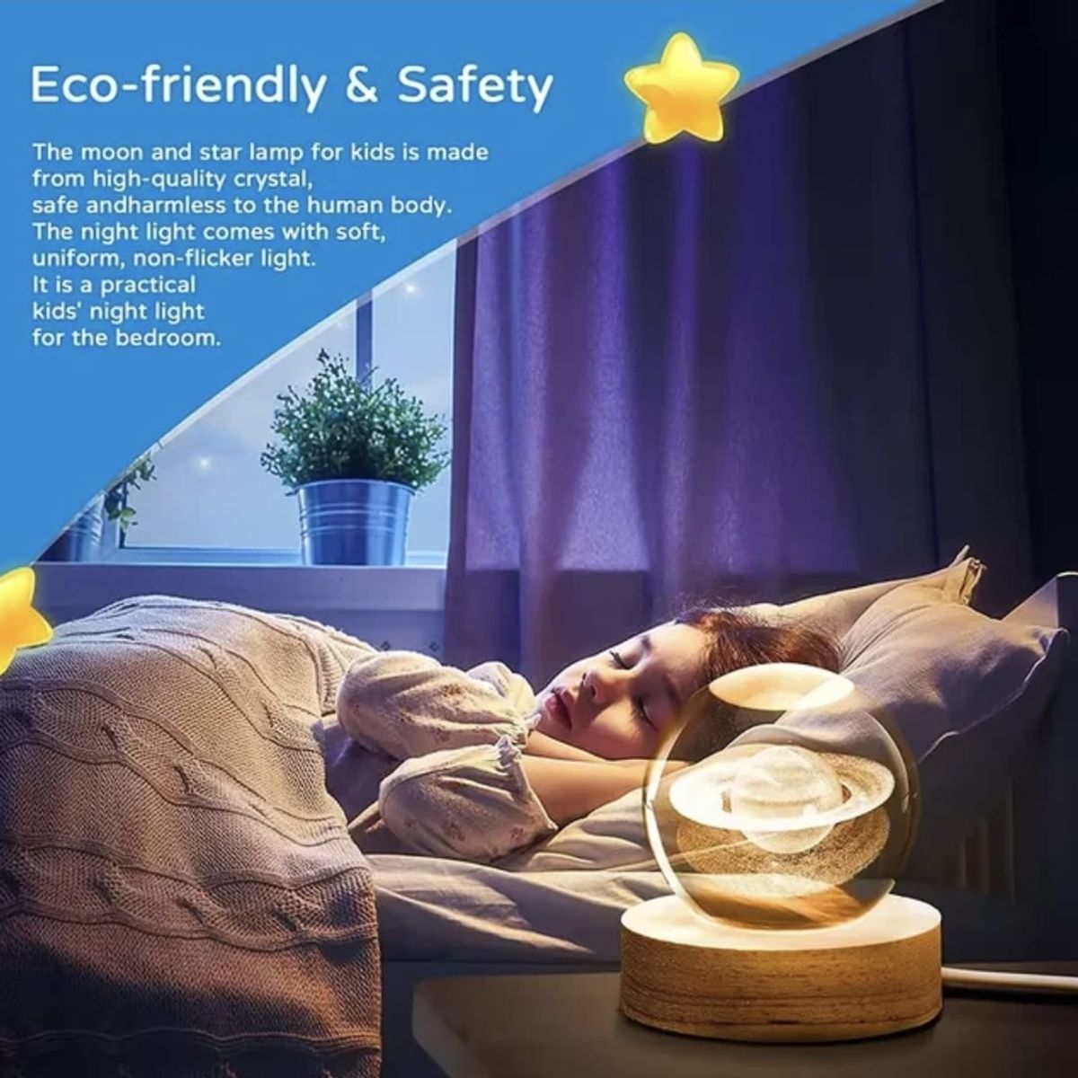 GENERICO - Mini Lámpara Cristal 3D De Luz Cálida Modelo Saturno