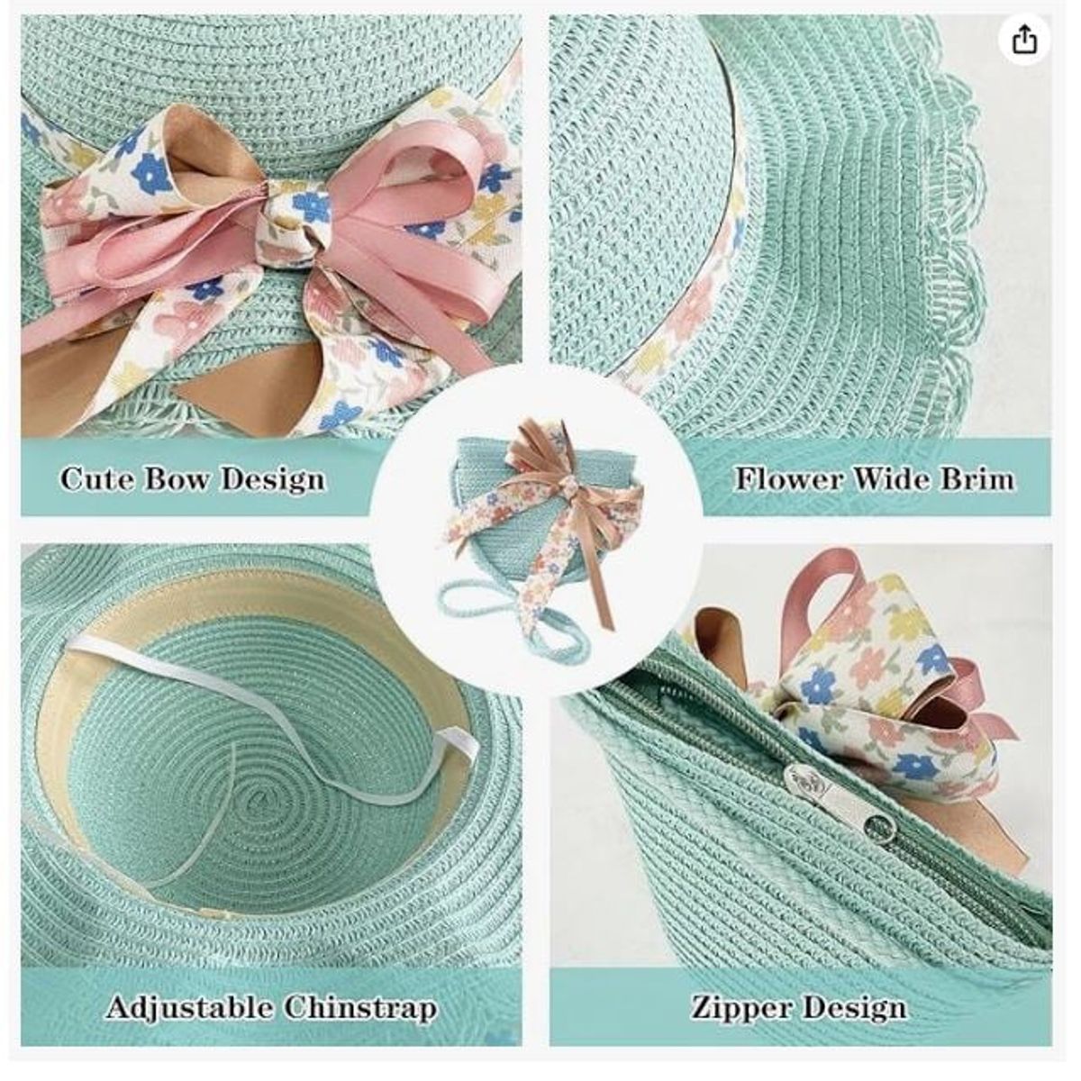 GENERICO - Sombrero De Paja Bolsa con Lazo para Niñas