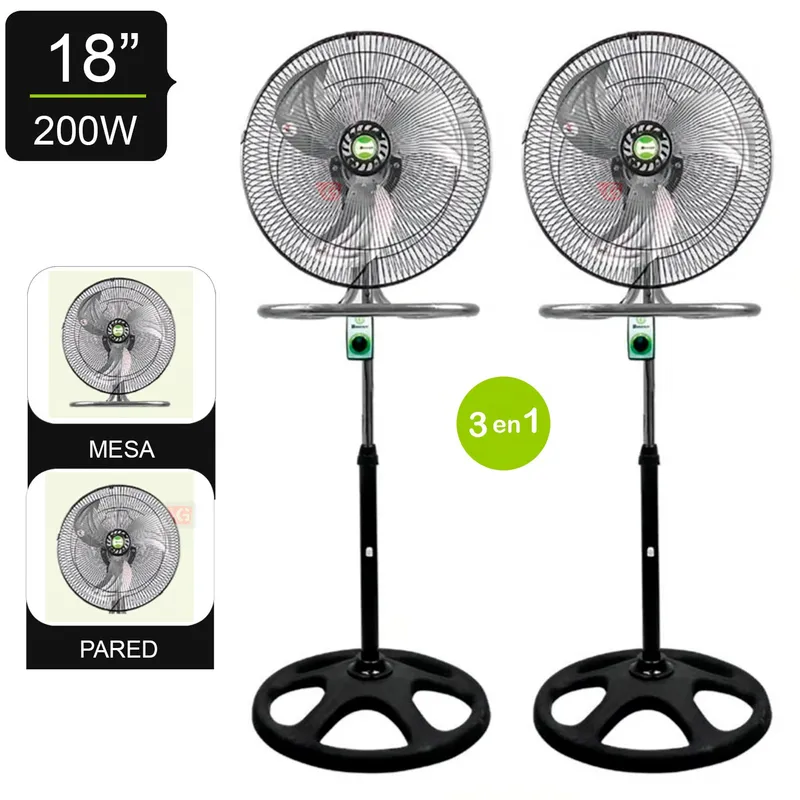 BOSSKO - Combo Ventilador Pedestal De 18″ 200 W BK-8218VI Silver