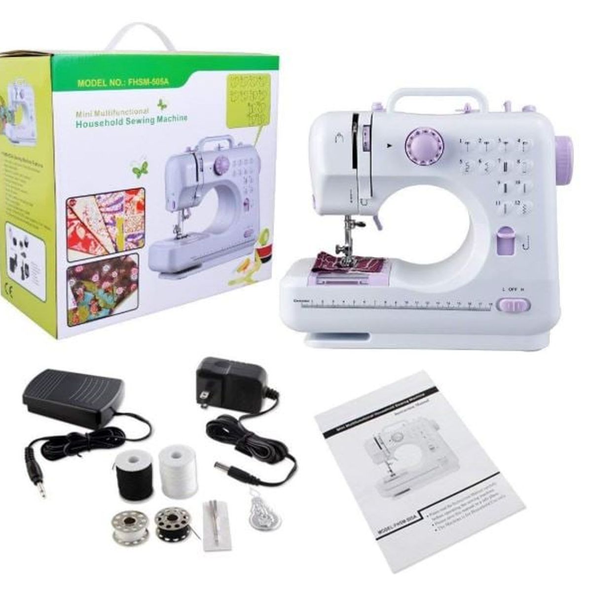 GENERICO - Maquina de coser doméstica portátil de mano con pedal