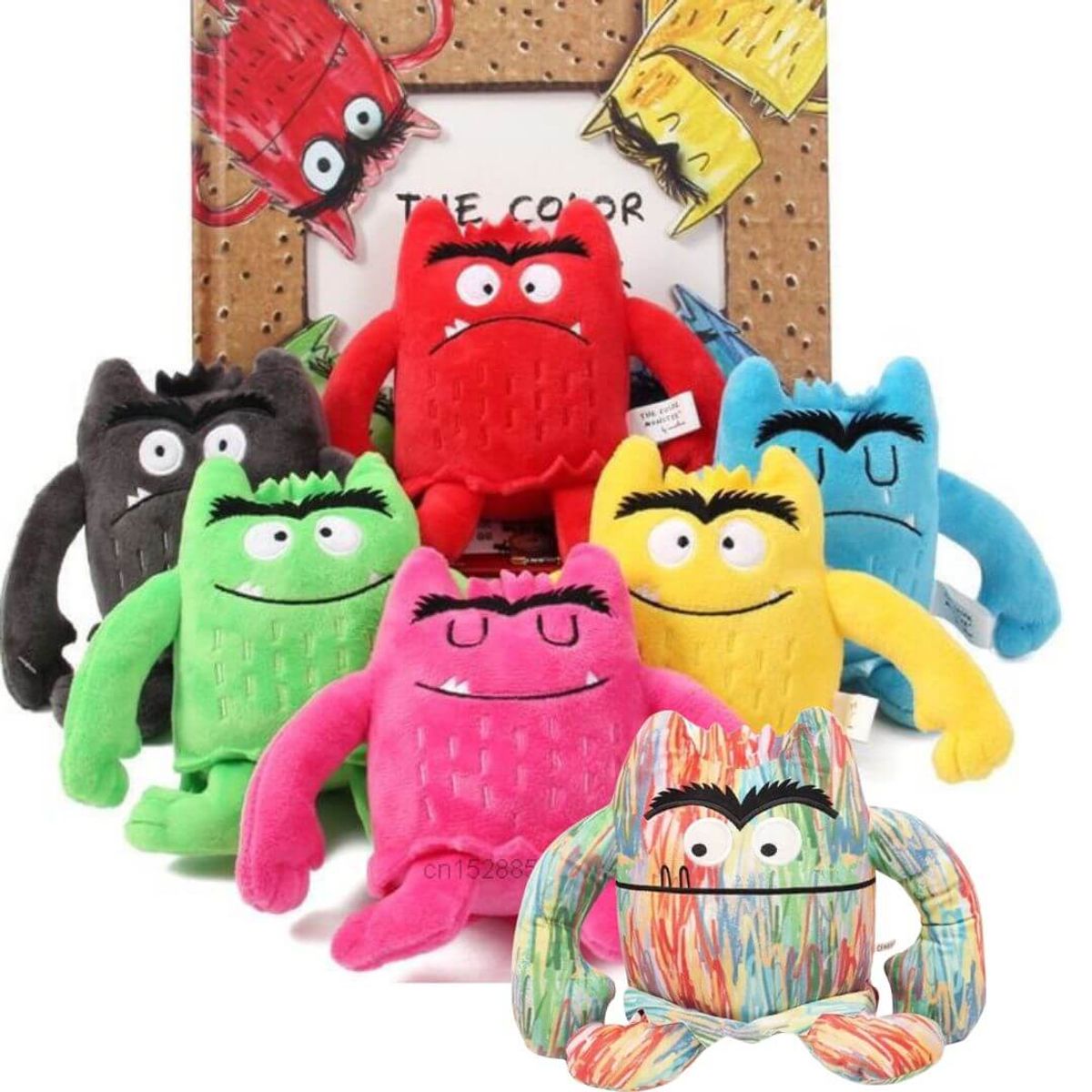 GENERICO - Peluches Monstruos de Colores Emociones  - Miden 12 cm alto