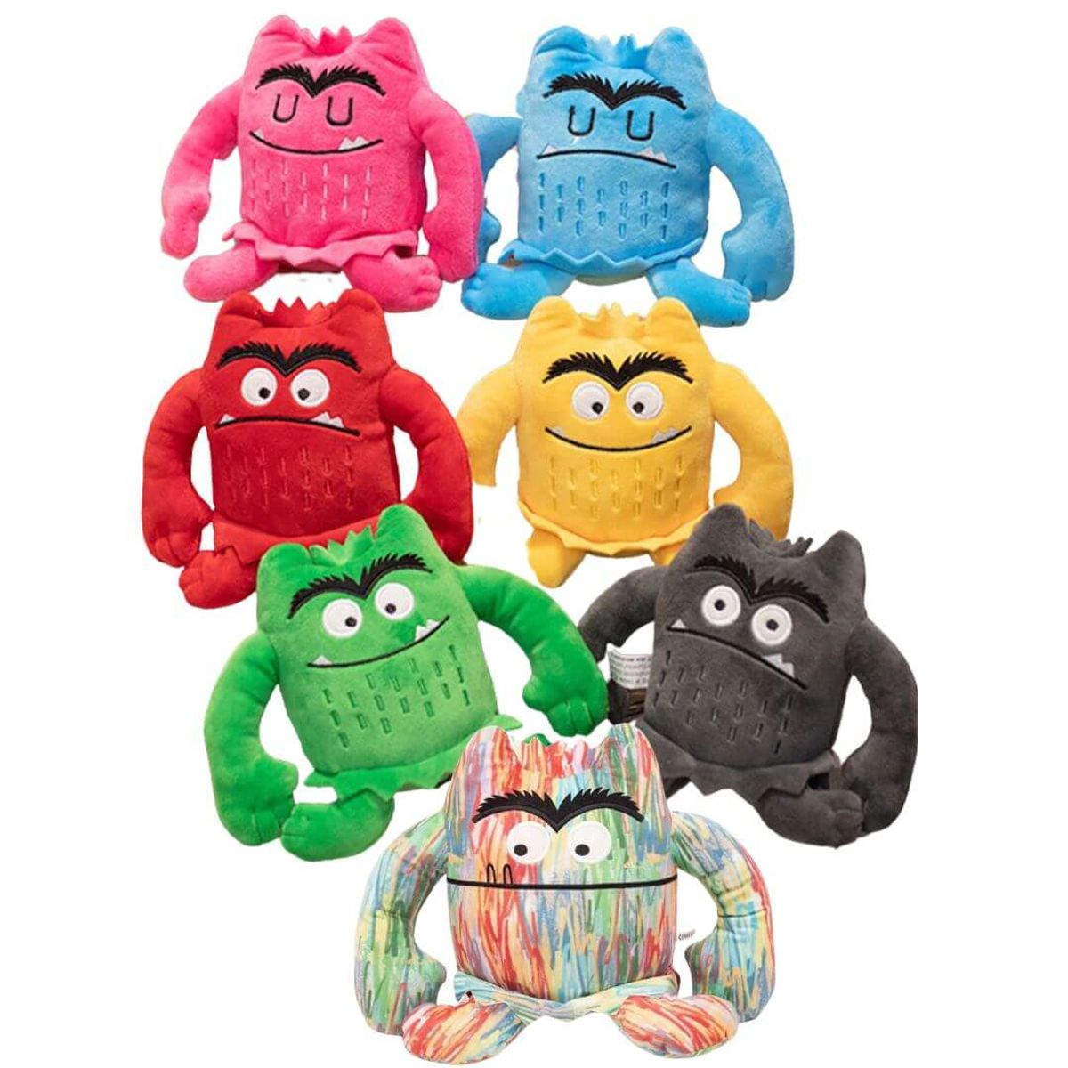 GENERICO - Peluches Monstruos de Colores Emociones  - Miden 12 cm alto