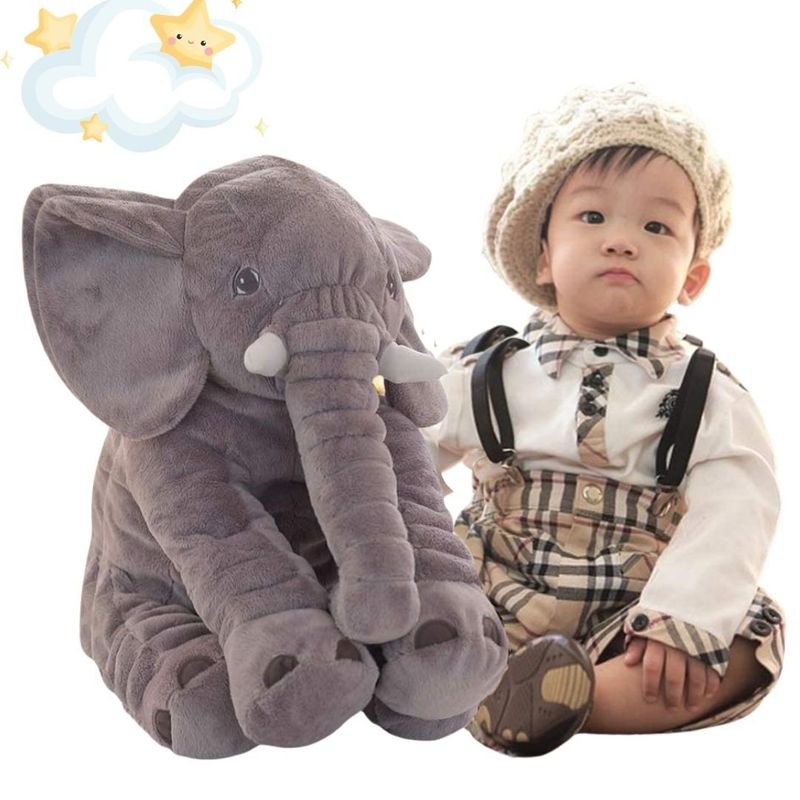 GENERICO - Peluche Almohada de Elefante Gris Importado -  Mide 60x45 cm