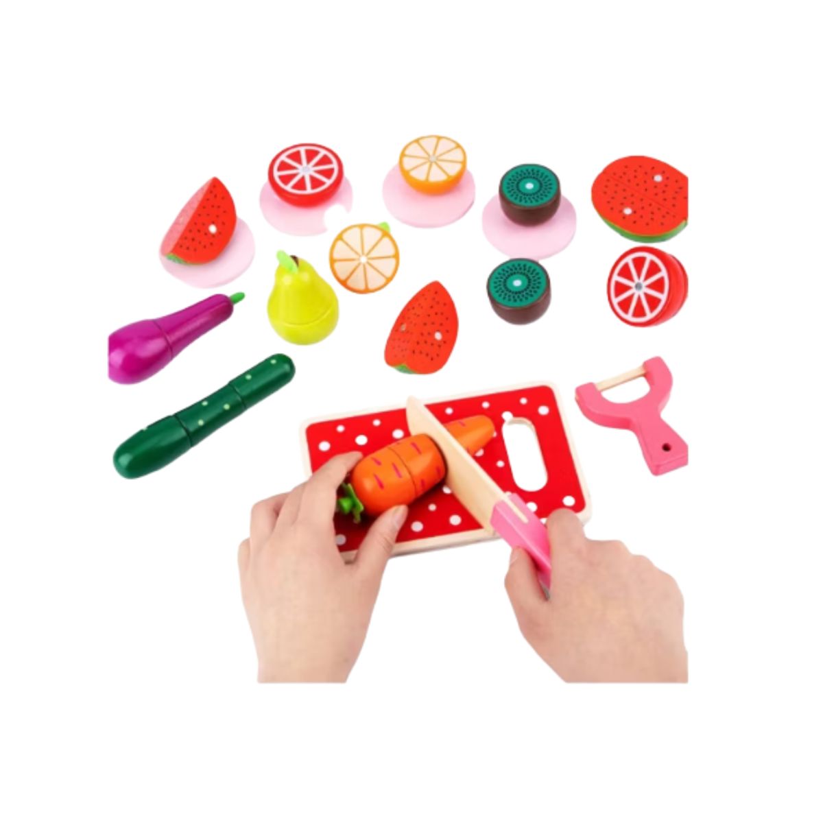 GENERICO - Frutas Partidas Educativas Imantadas de Madera