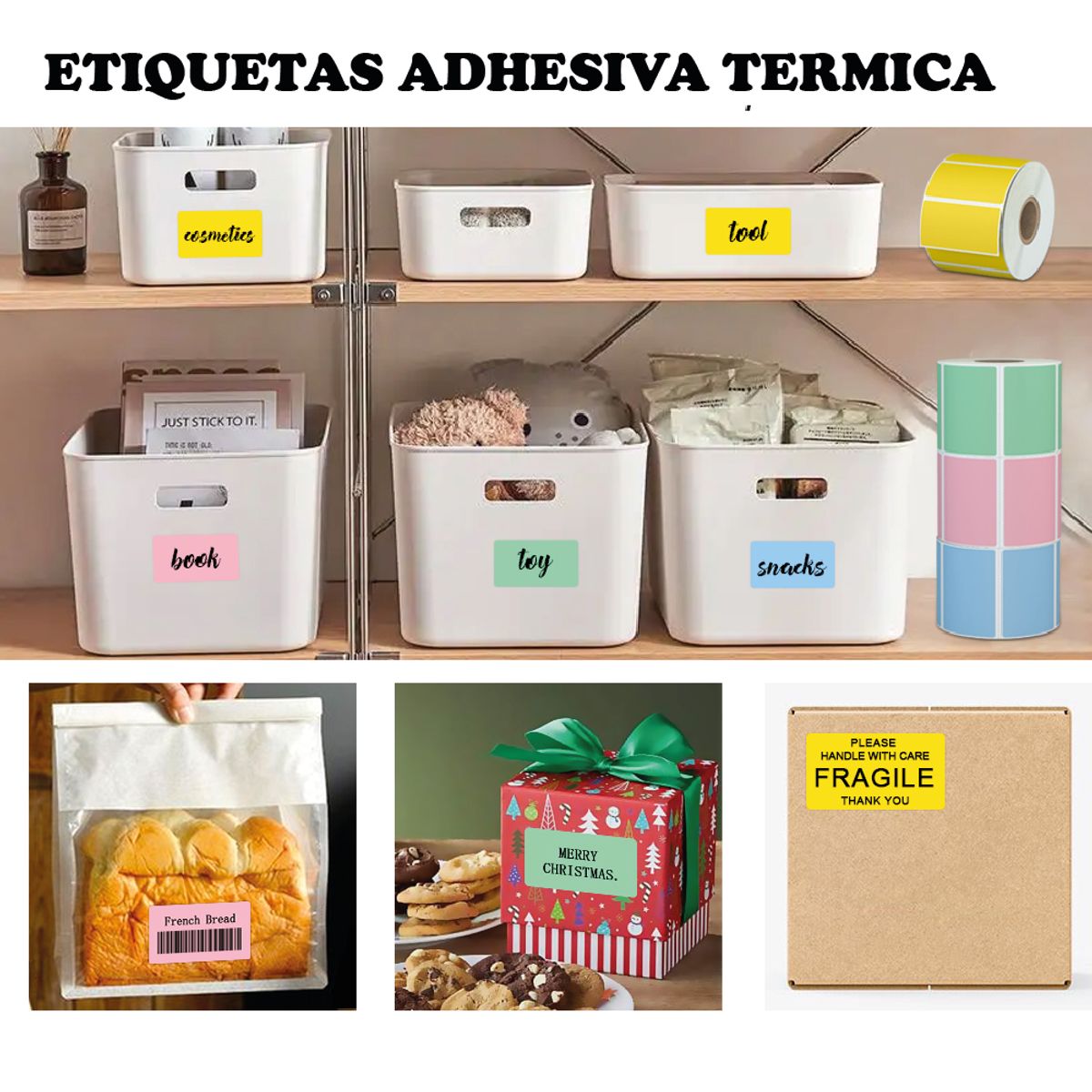 OEM - Rollo 800 Etiqueta Termica Adhesiva Glossy 8x6cm Naranja