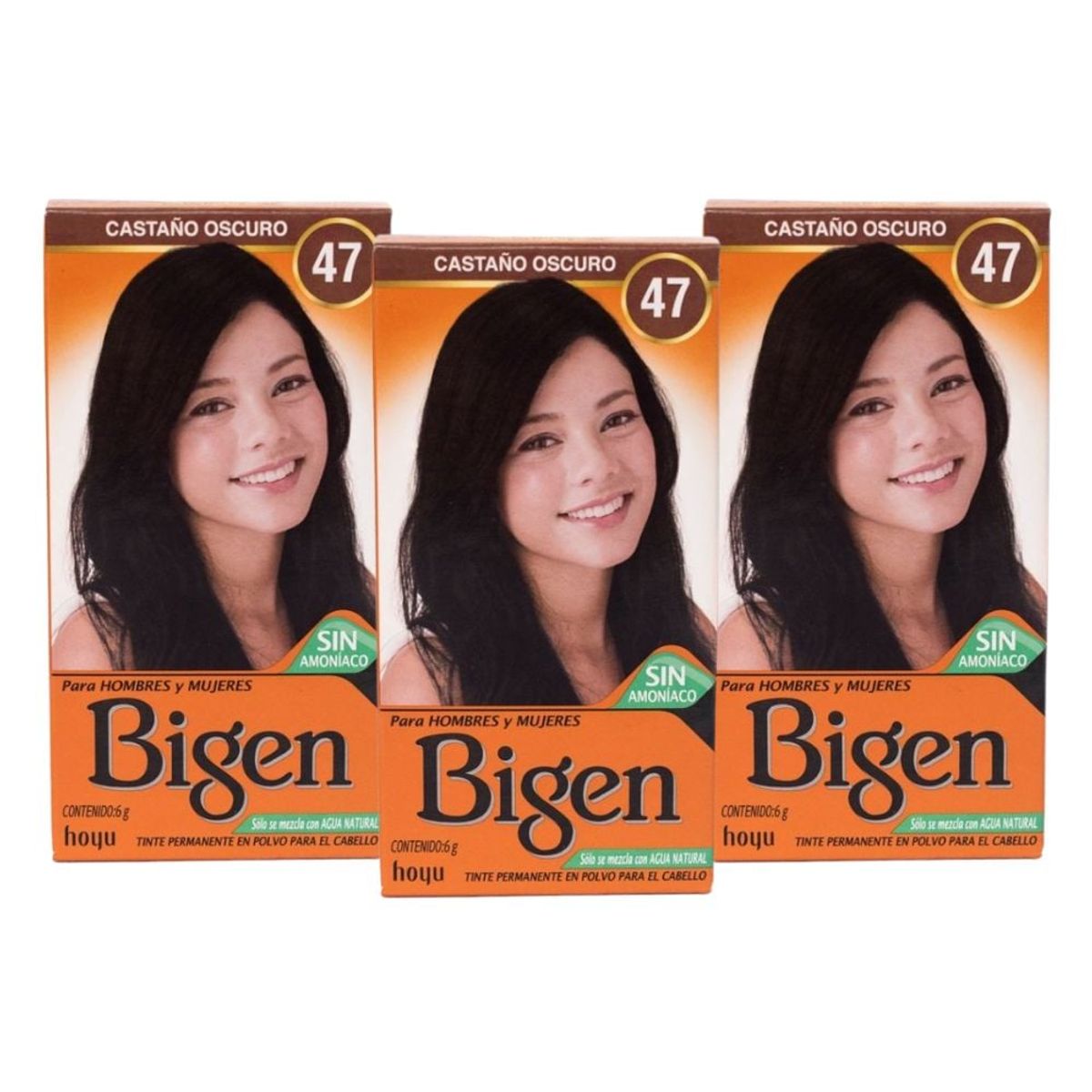 BIGEN - Pack de 3 tintes Bigen Castaño oscuro #47