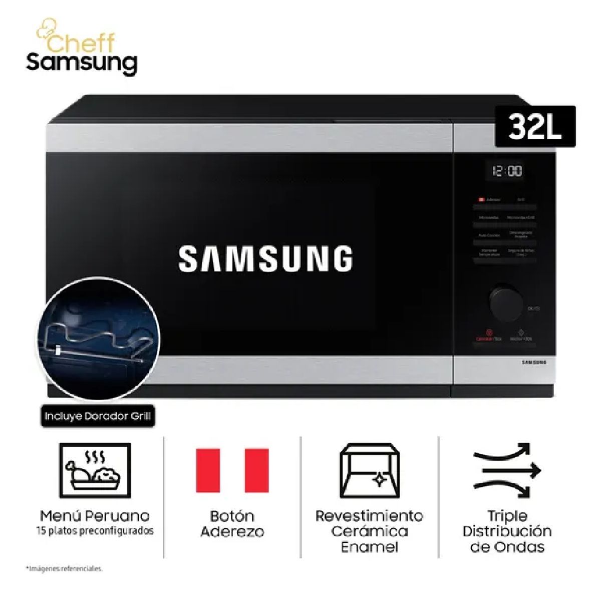 SAMSUNG - Horno Microondas Samsung MG32DG4524AGPE 32 Lts