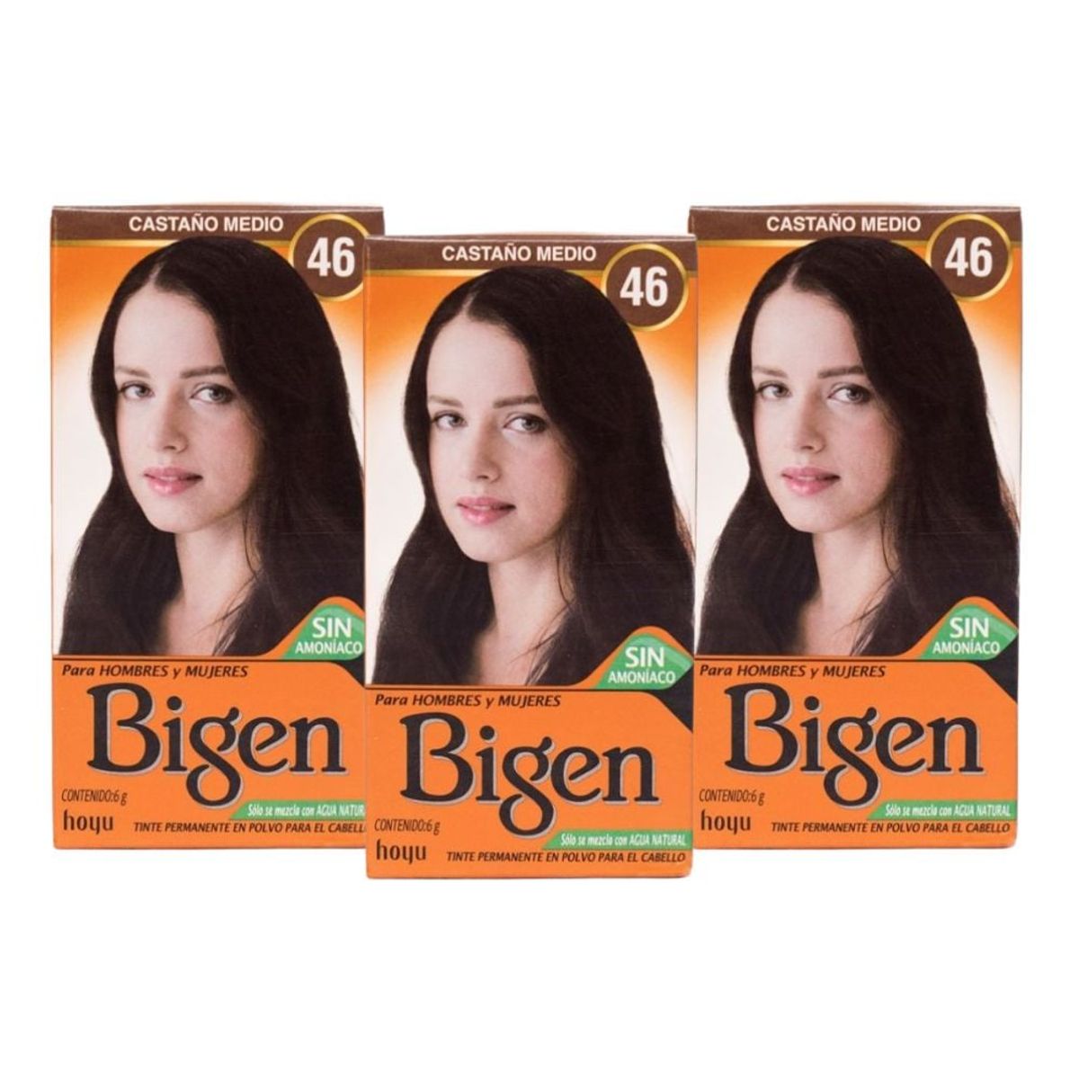 BIGEN - Pack de 3 tintes Bigen Castaño medio #46