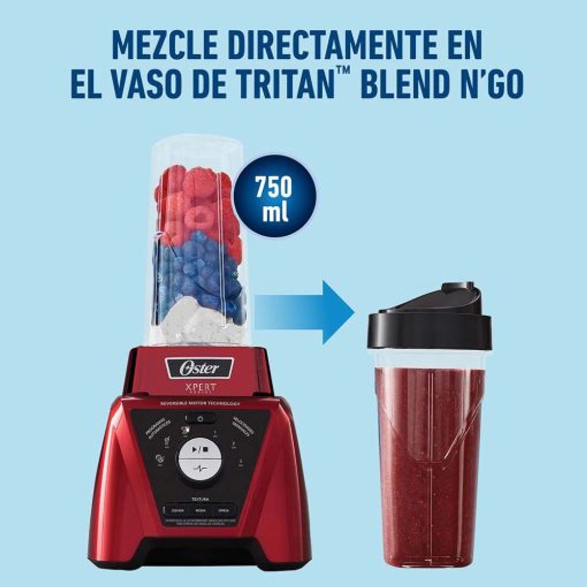 OSTER - Licuadora Xpert Series con un vaso Blend N Go – Oster BLST3B RPG 053