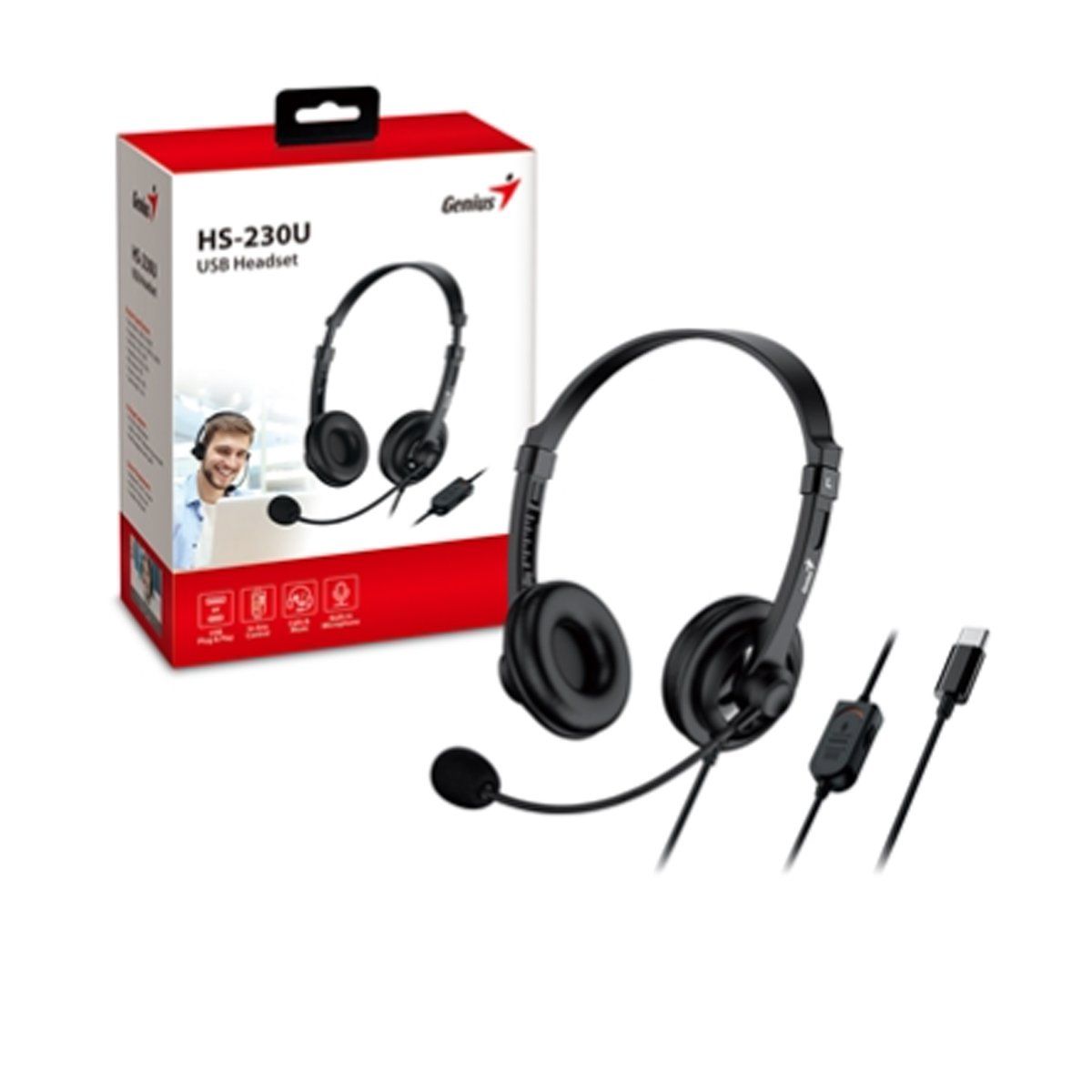GENIUS - Audifono CMicrof Genius Hs-230u Usb-C Black