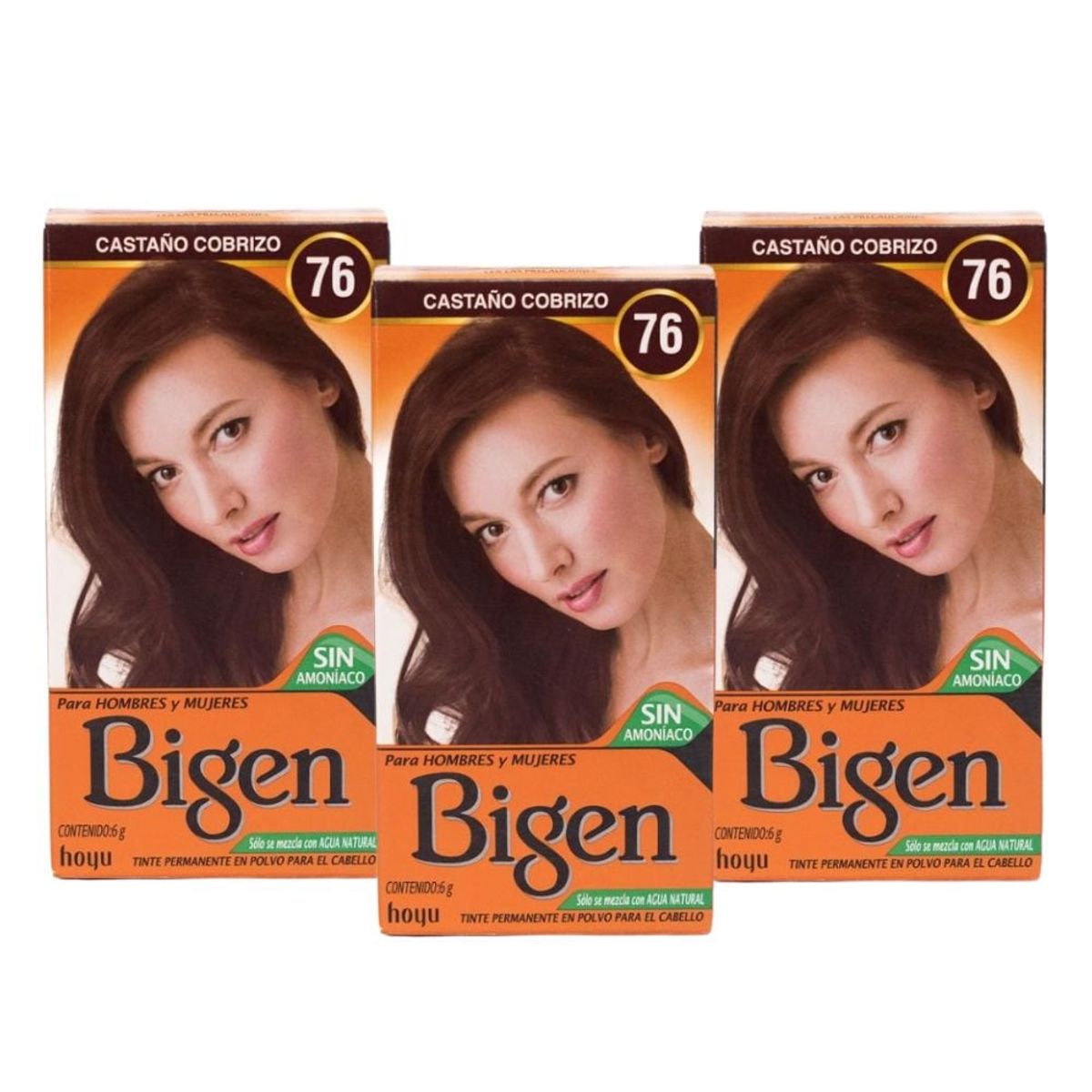 BIGEN - Pack de 3 tintes Bigen Castaño cobrizo #76