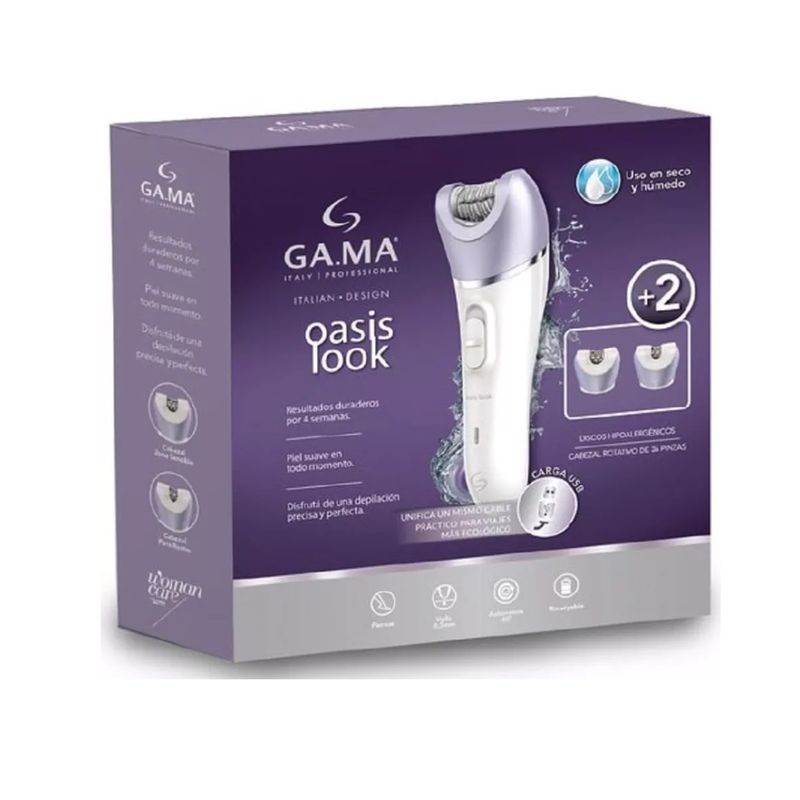 GAMA - Depiladora Inalámbrica Gama Resistente Al Agua + 4 Acc Oasis
