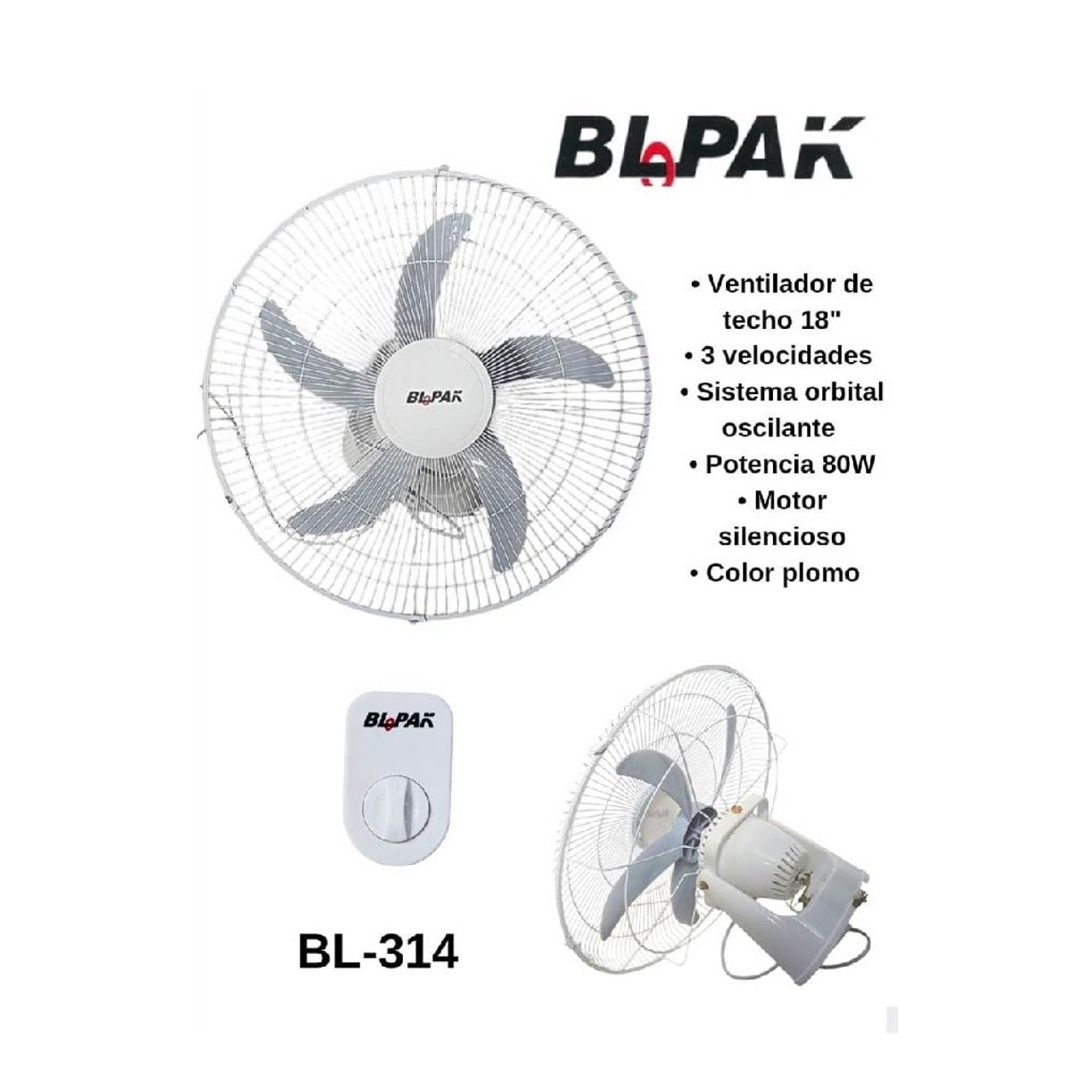 GENERICO - ventilador orbital de techo BLOPAK 18´´ Pulgadas
