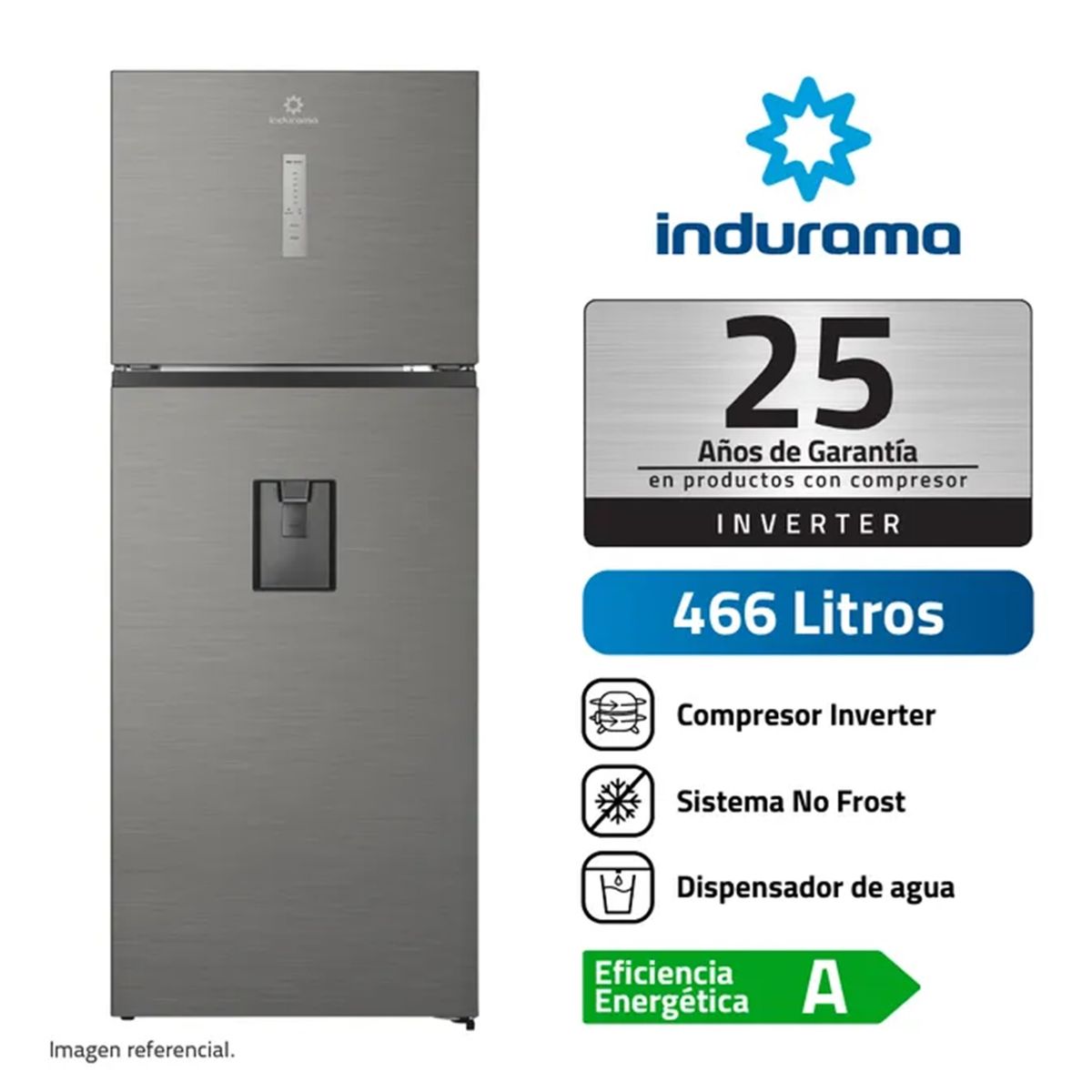 INDURAMA - Refrigeradora Con Dispensador 466L Indurama RI-529DI