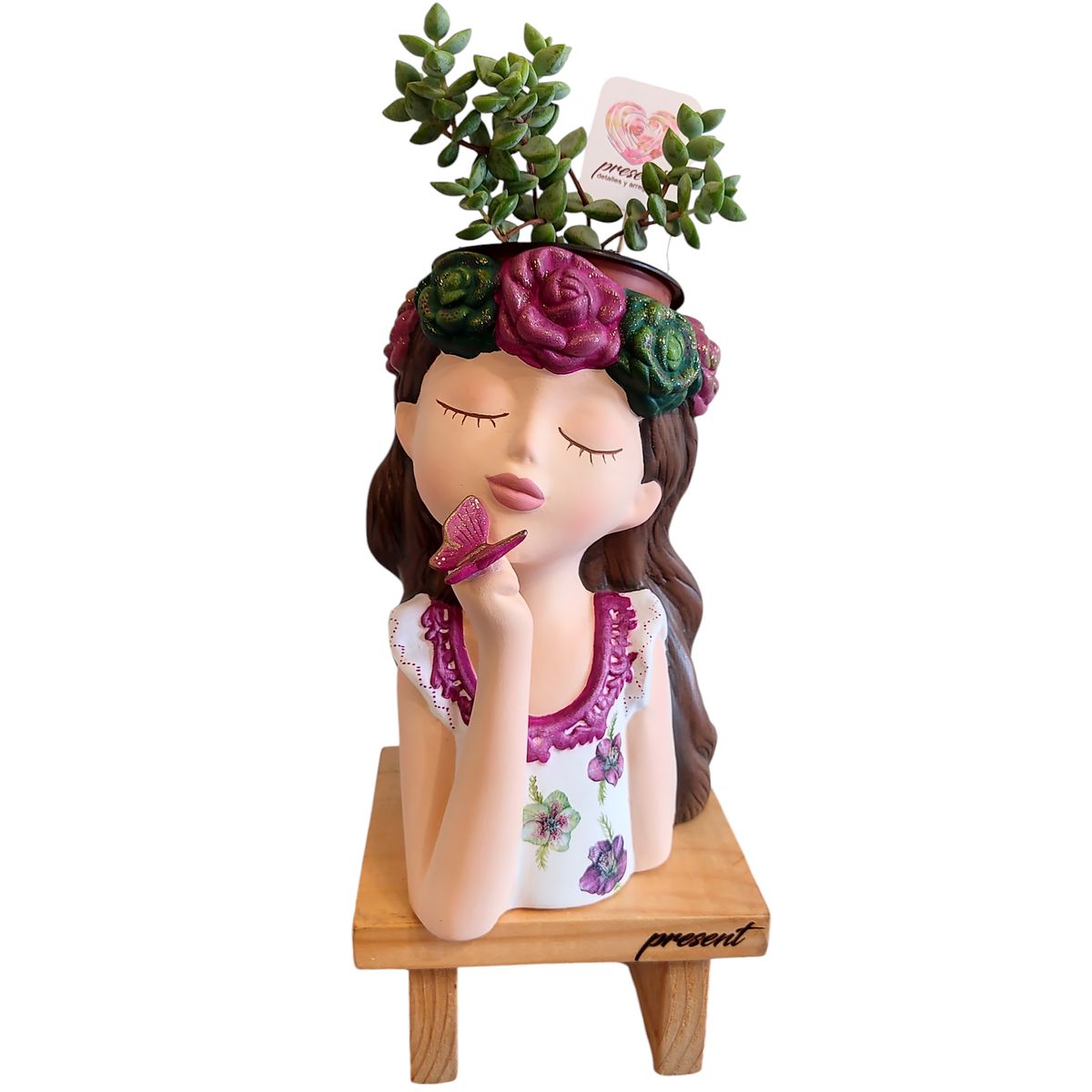 GENERICO - Macetero Maceta Suculentas Soñadora Pintada a Mano