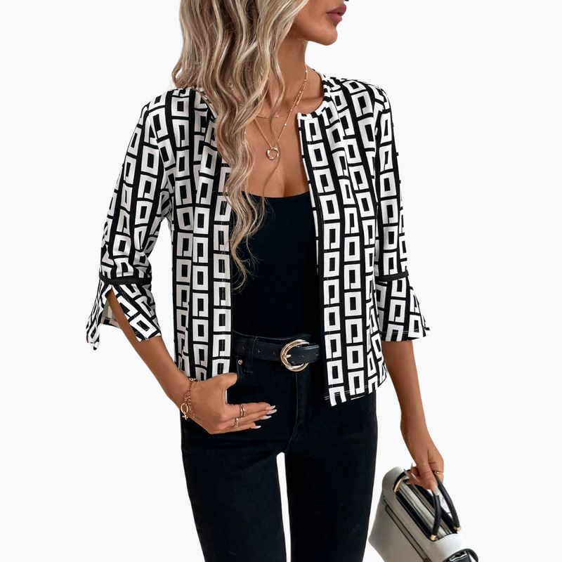KAST PE - Chaqueta Madeline Cardigan mujer Blanco y negro  - Talla SM