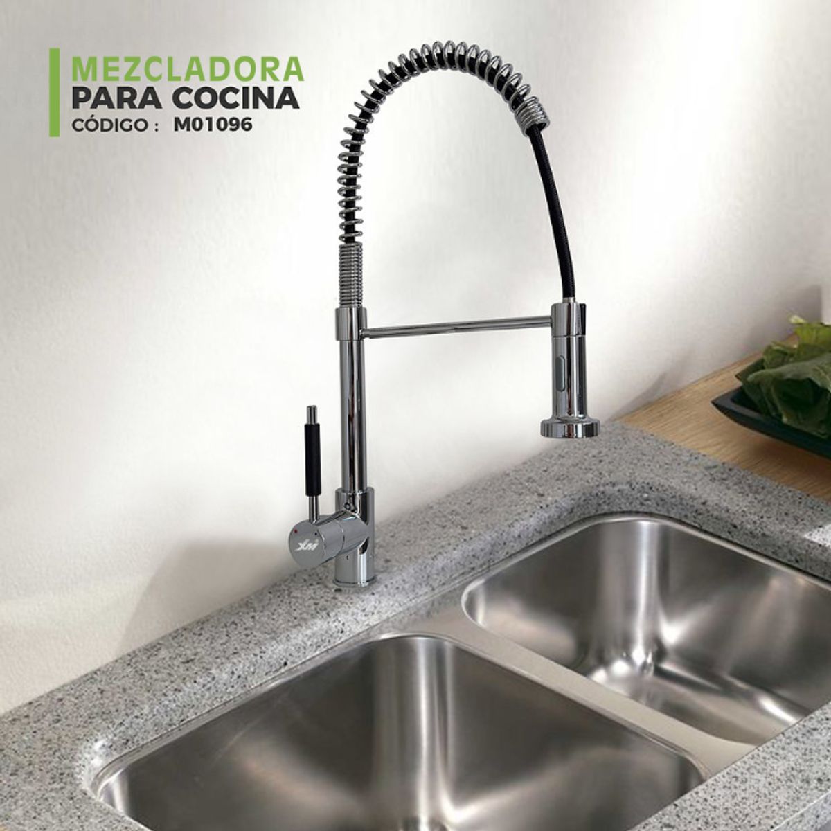 XM - MEZCLADORA DE COCINA RESORTE EXTRAÍBLE CROMADO  M01096