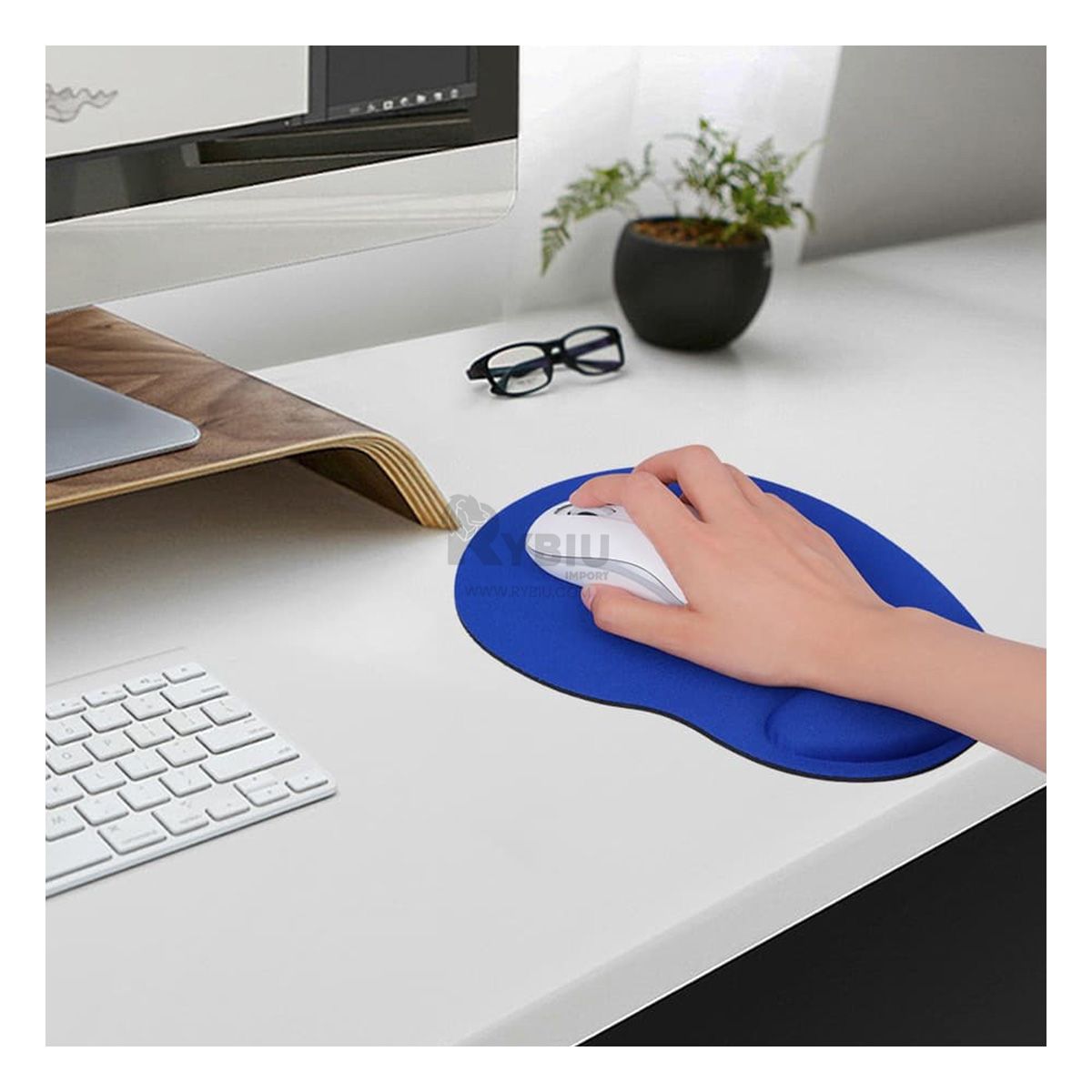 RYBIU IMPORT - Base para Mouse de PC en Color Azul Y+Regalo Stickers