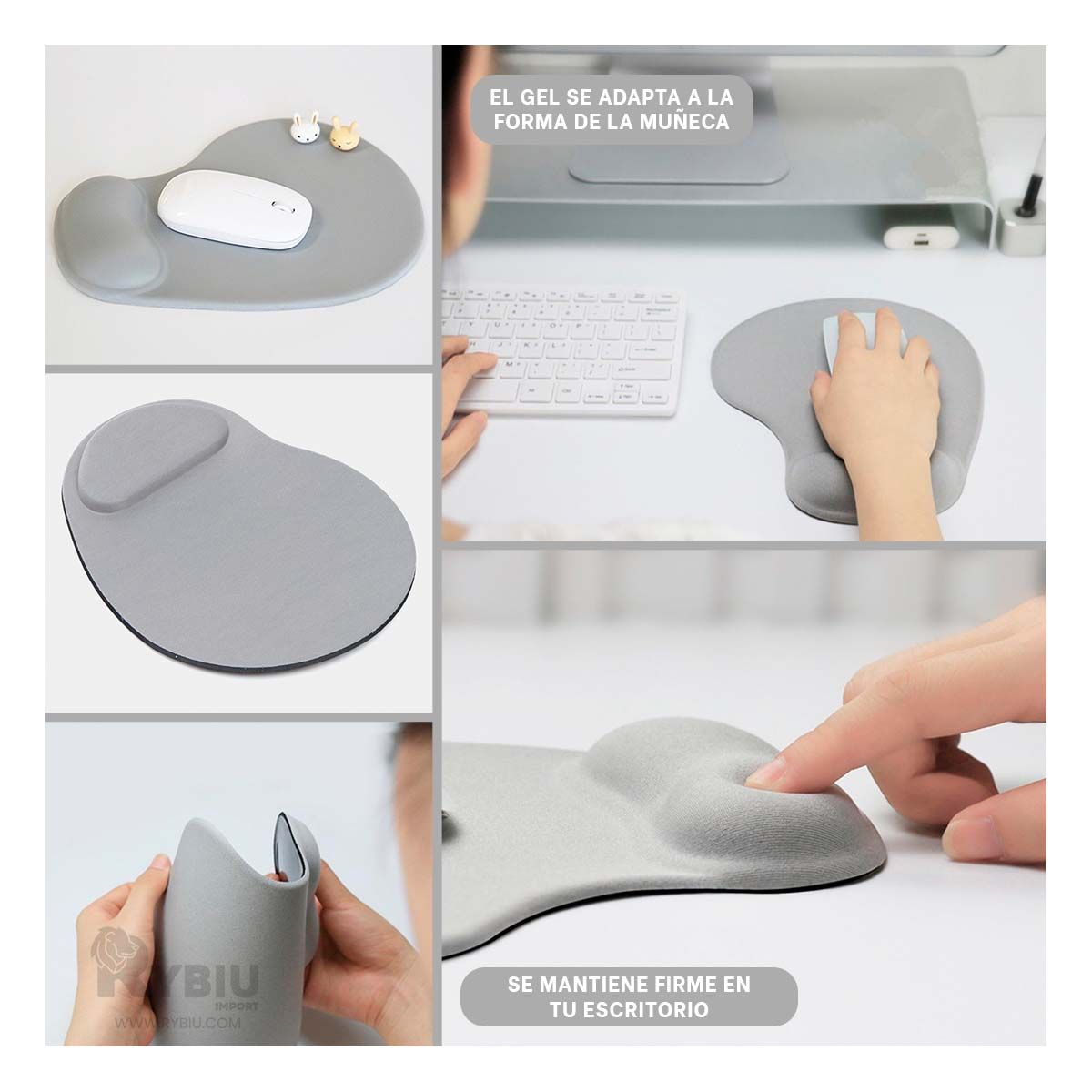 RYBIU IMPORT - Alfombrilla para Soporte de Mouse Gris Y+Post-it Adhesivos