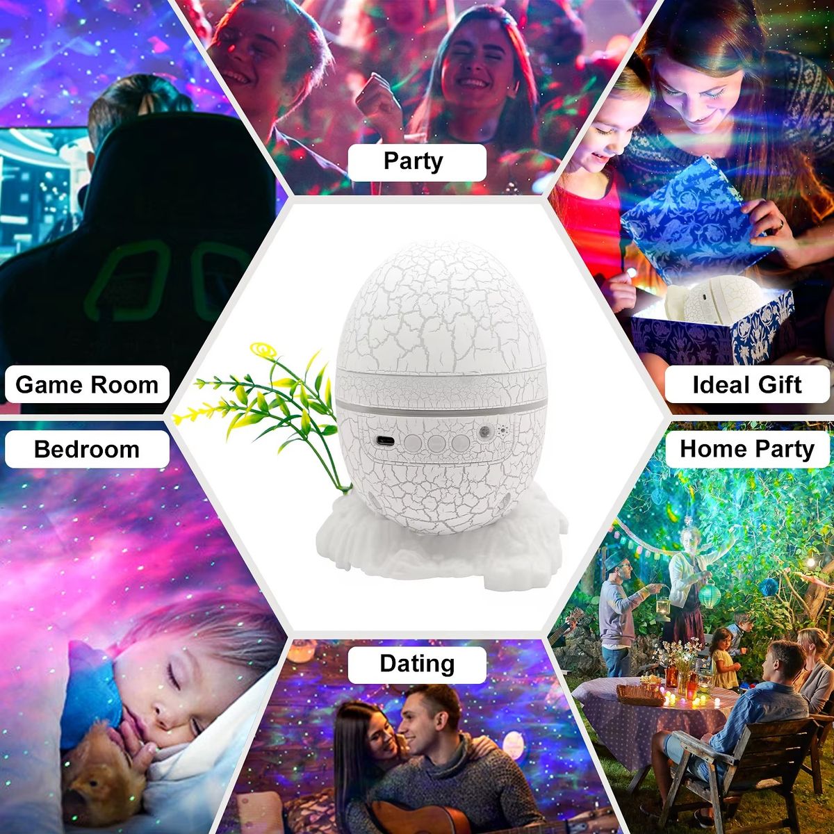 GENERICO - Parlante Proyector Huevo Dinoluz