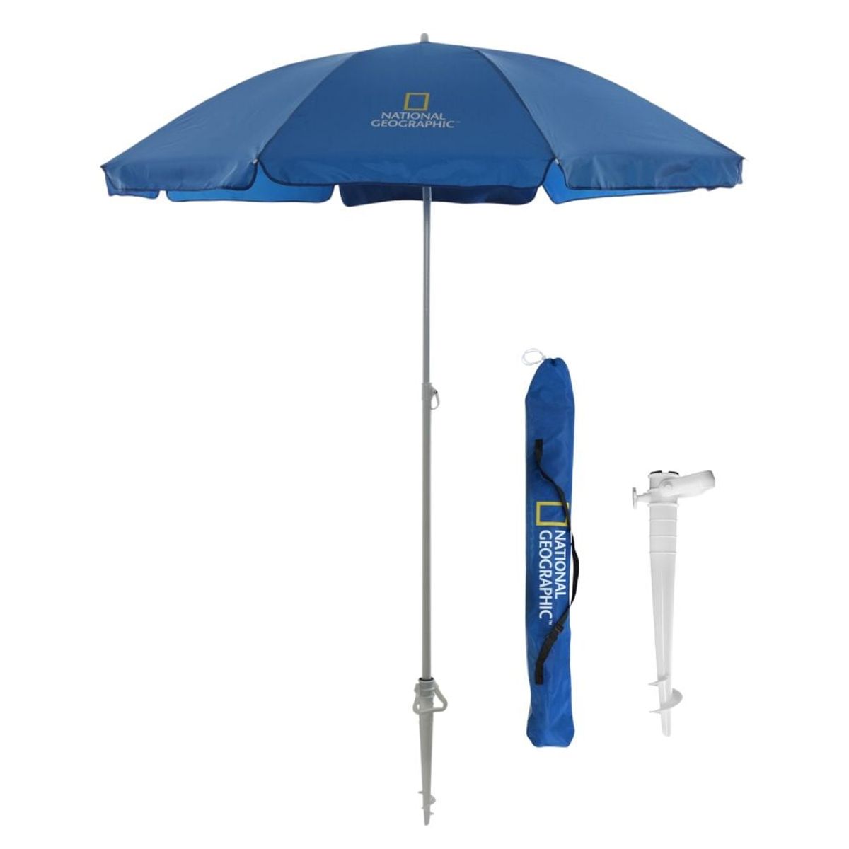 NATIONAL GEOGRAPHIC - Sombrilla para la Playa Protección UV Alta Quitasol NatGeo Azul