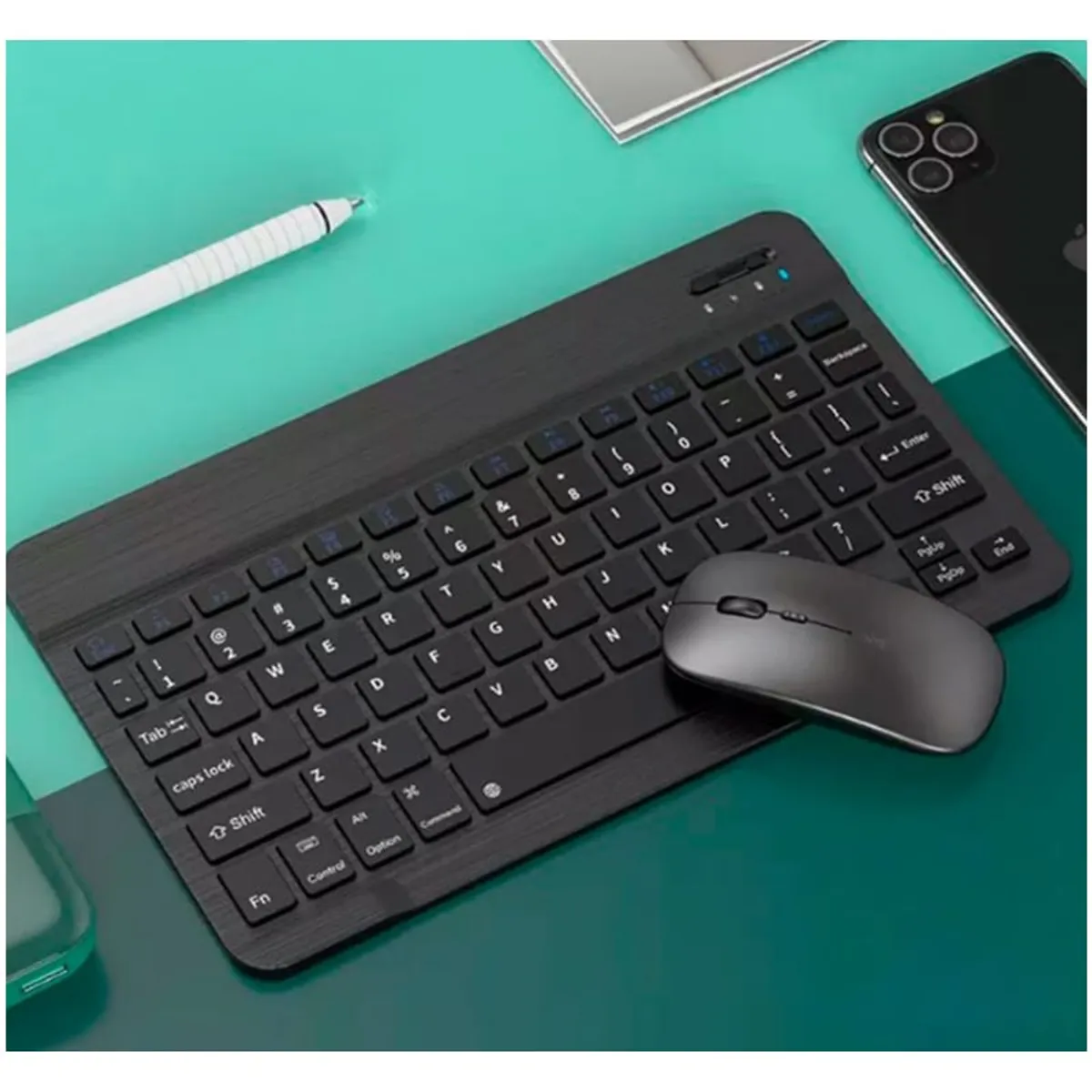 GENERICO - Teclado con Mouse Bluetooth Inalambrico para Pc Tablet Mac iPad Negro